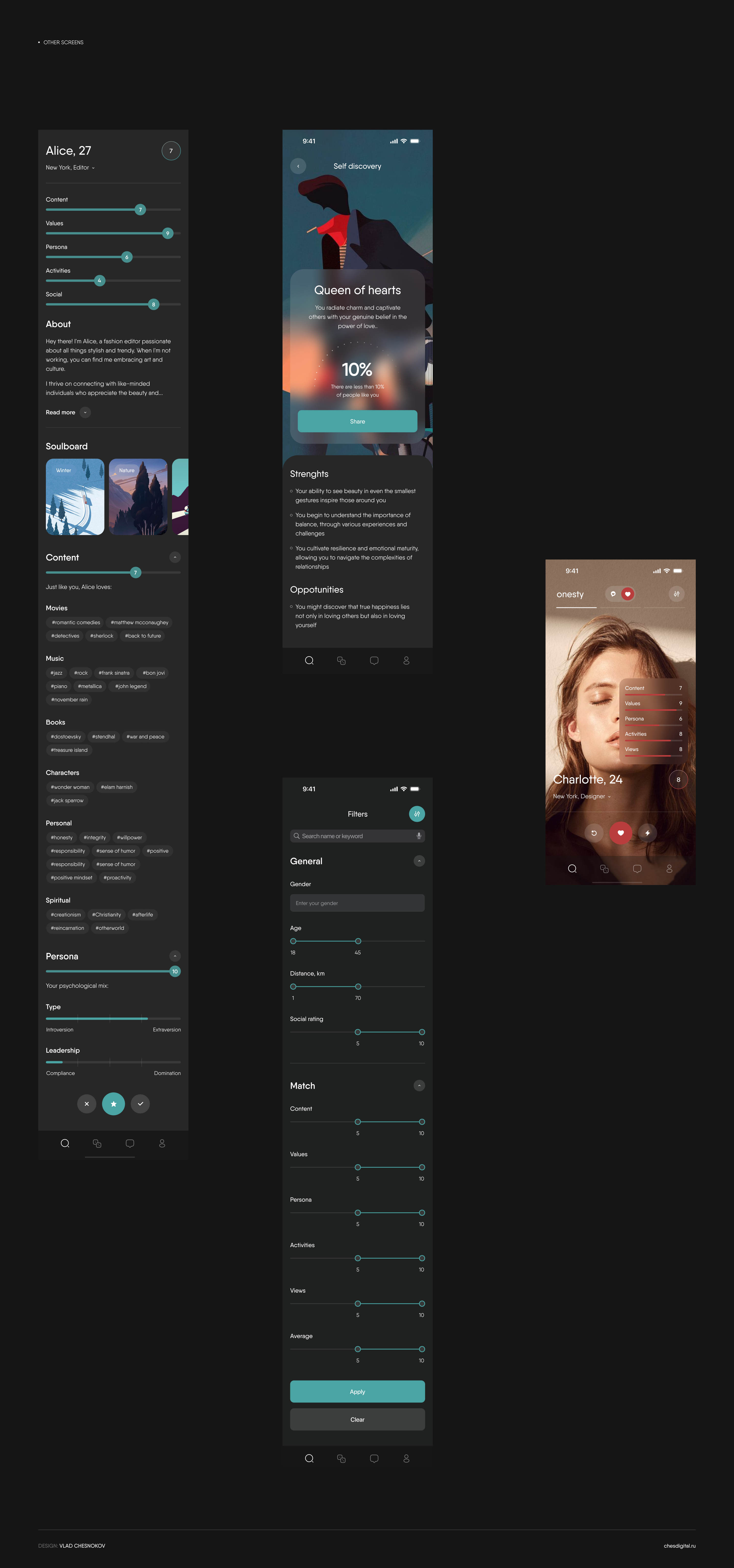 Onesty / Dating Mobile App — Изображение №11 — Интерфейсы, Анимация на Dprofile