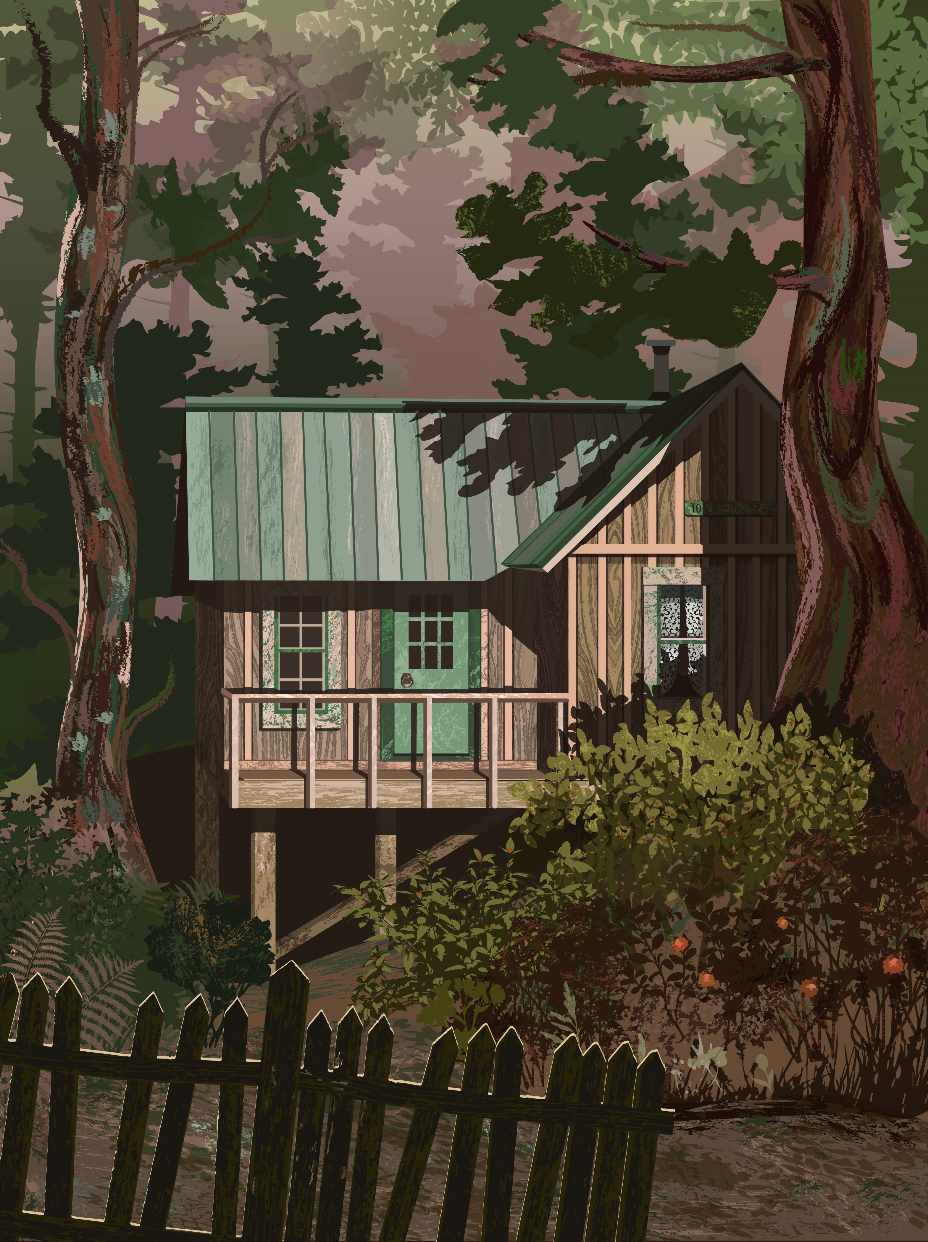 An old house in the forest — Изображение №1 — Иллюстрация на Dprofile