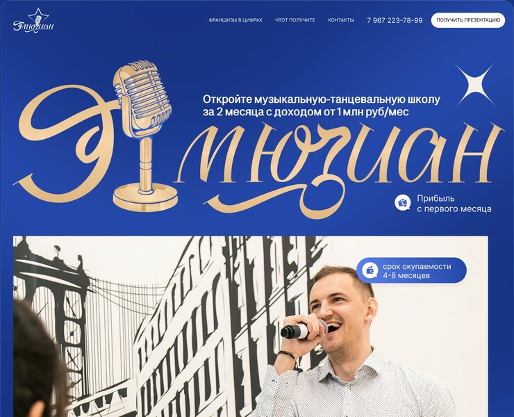 Сайт франшизы музыкально-танцевальной школы на Dprofile