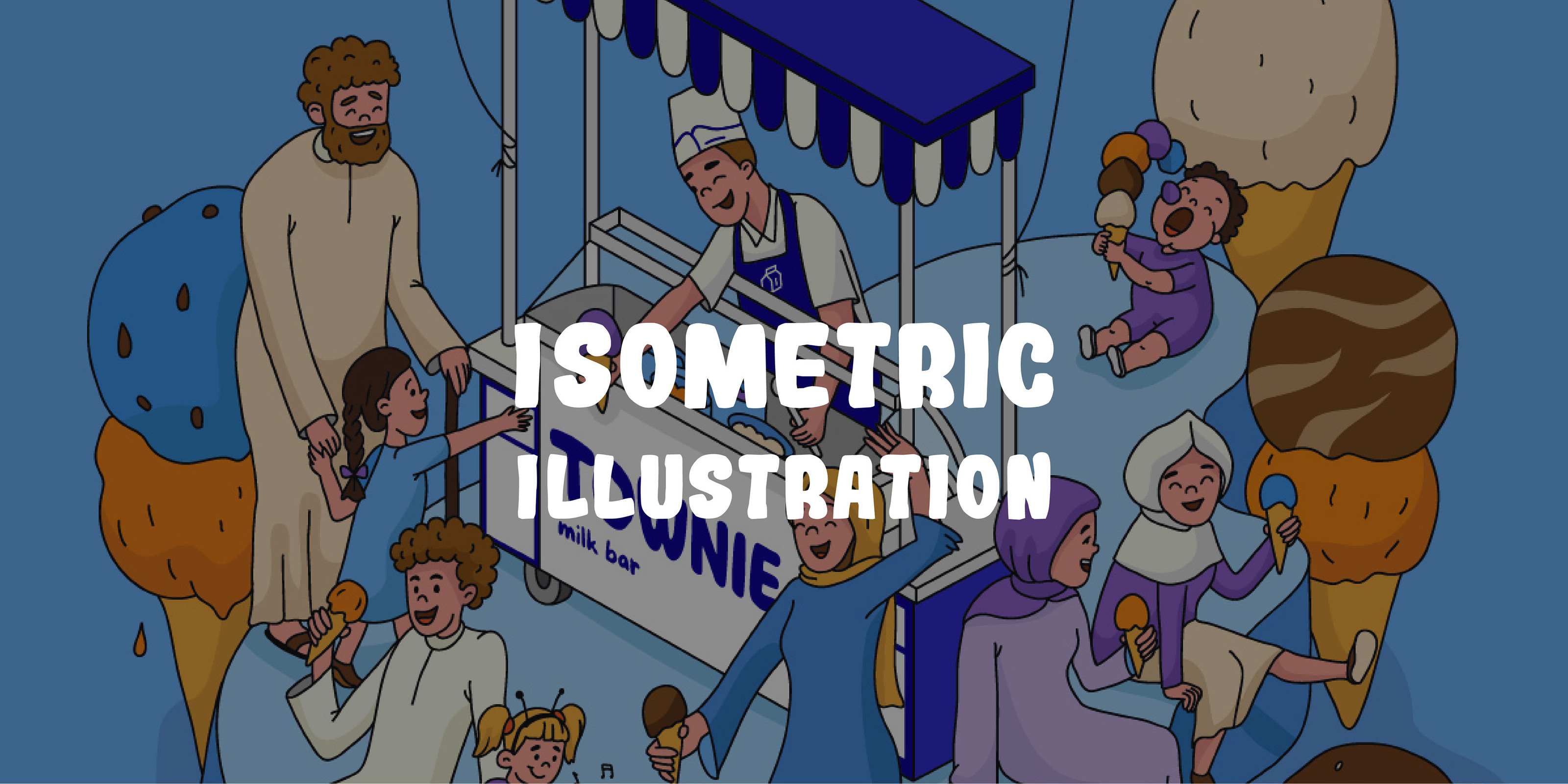 Townie milk bar isometric illustration — Изображение №1 — Брендинг, Иллюстрация на Dprofile