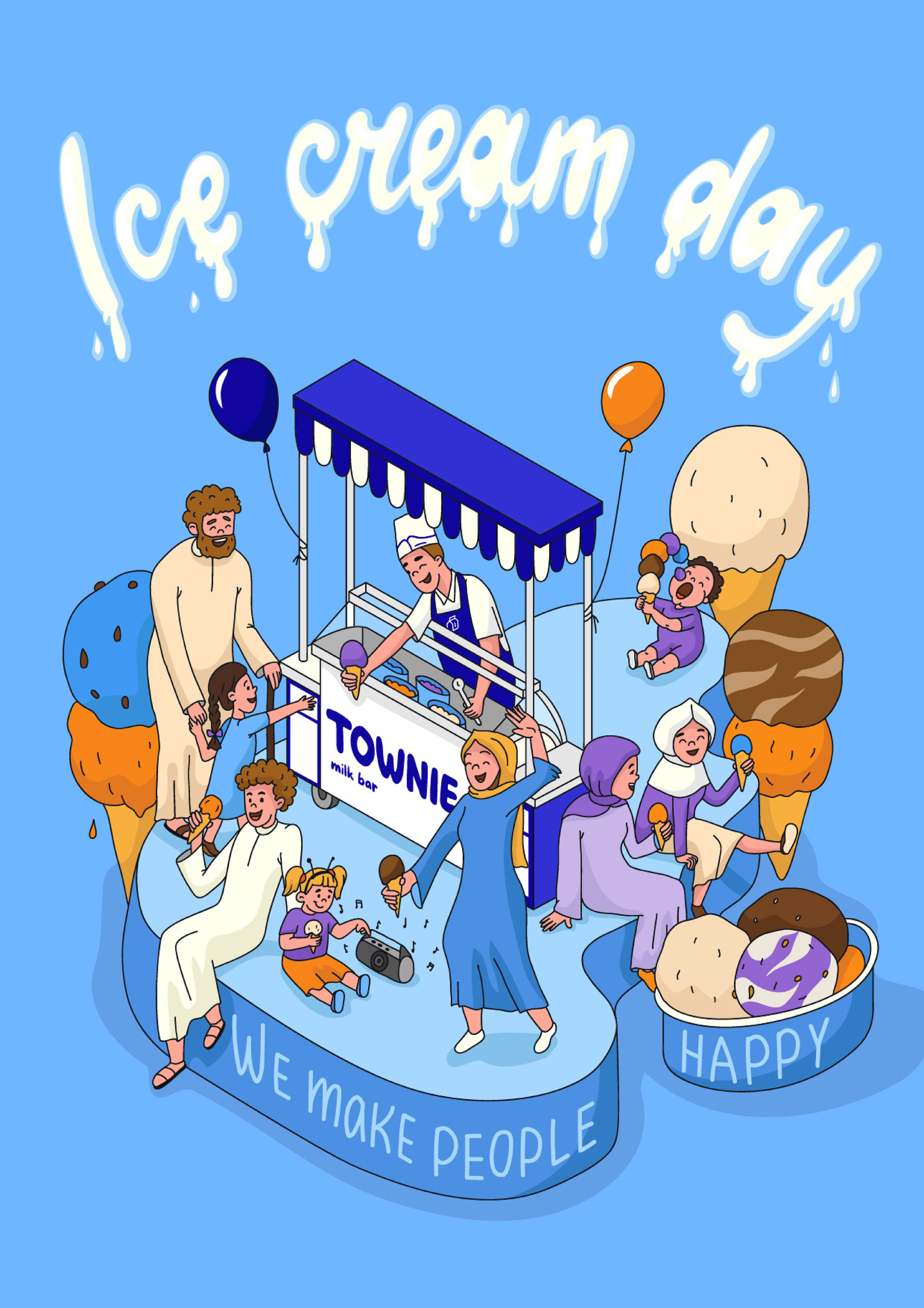 Townie milk bar isometric illustration — Изображение №5 — Брендинг, Иллюстрация на Dprofile