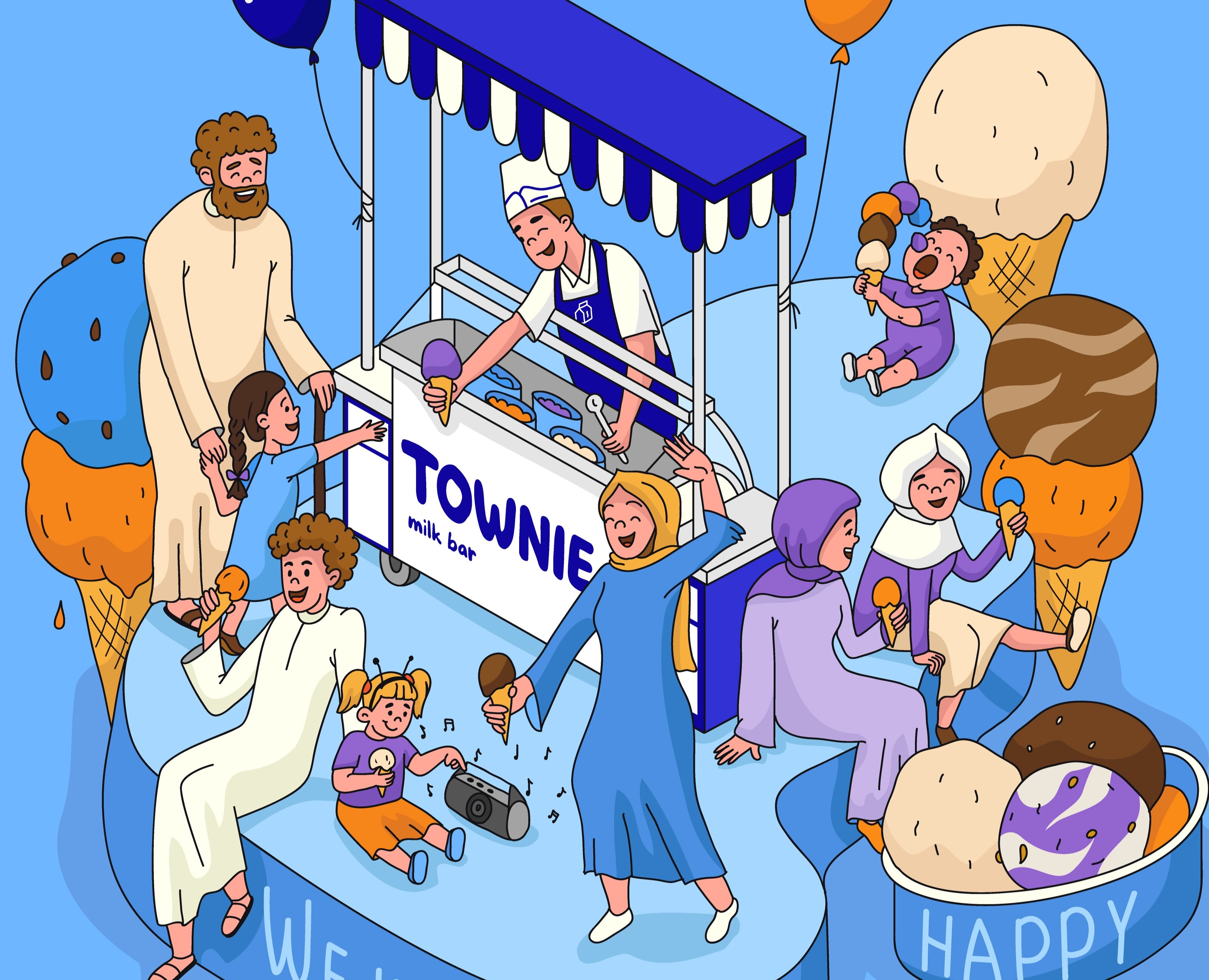 Townie milk bar isometric illustration на Dprofile