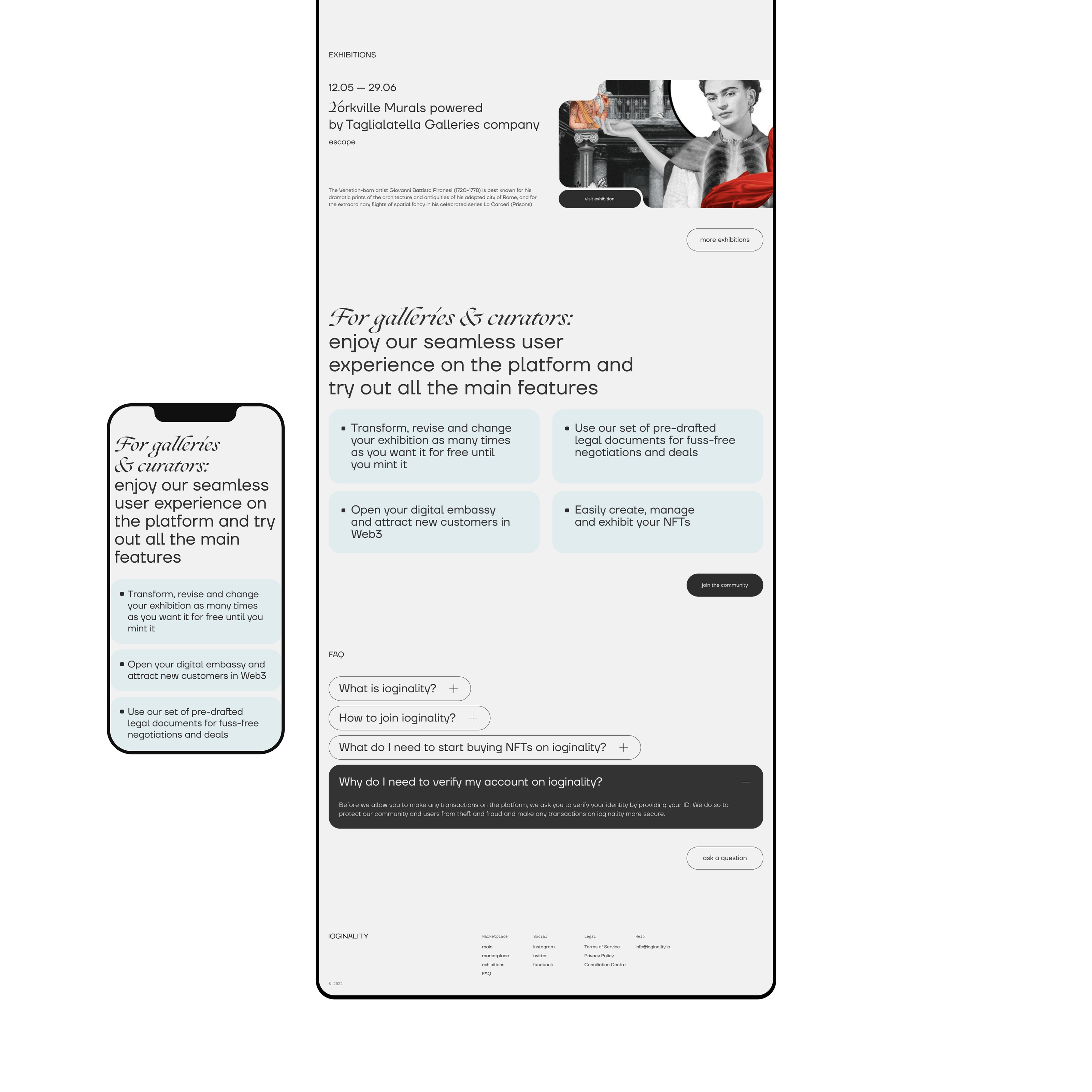IOGINALITY — NFT-marketplace of offline modern art — Изображение №23 — Интерфейсы на Dprofile