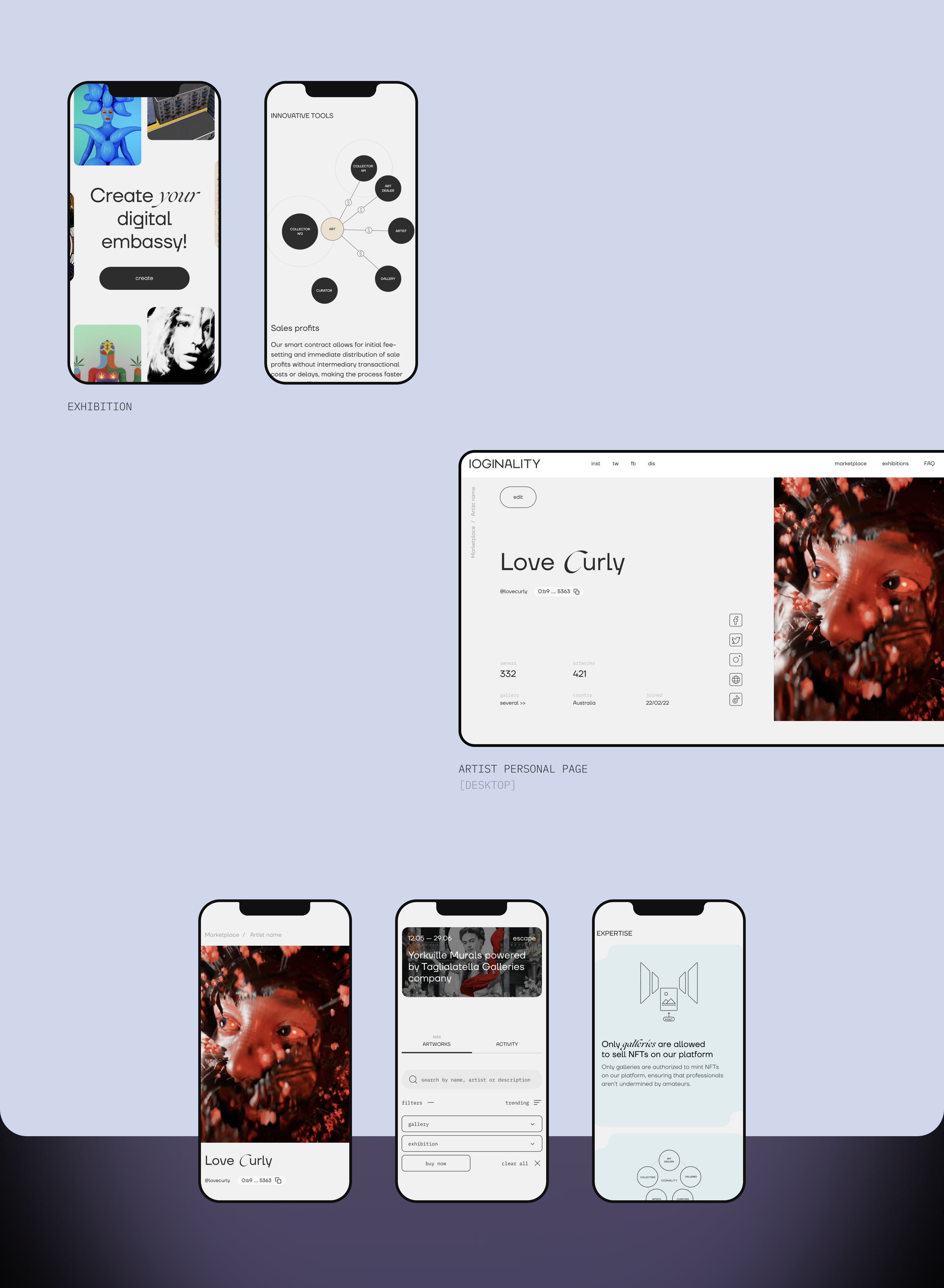 IOGINALITY — NFT-marketplace of offline modern art — Изображение №5 — Интерфейсы на Dprofile