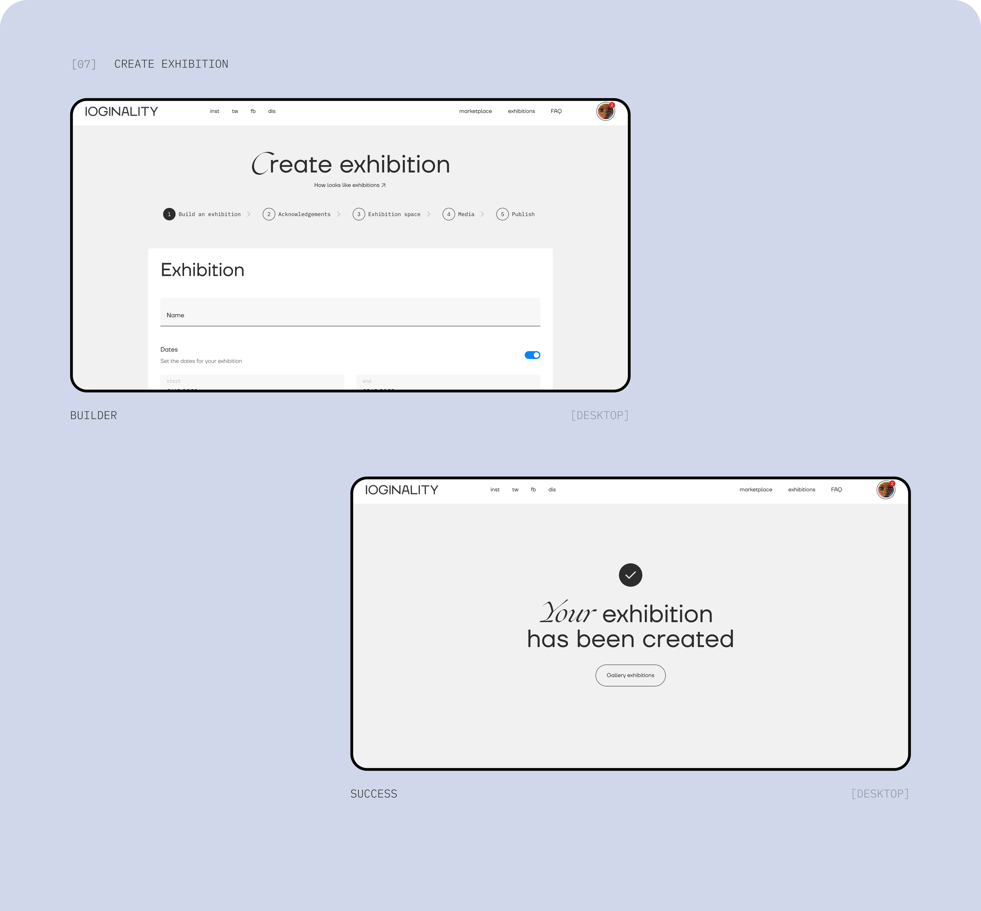 IOGINALITY — NFT-marketplace of offline modern art — Изображение №15 — Интерфейсы на Dprofile