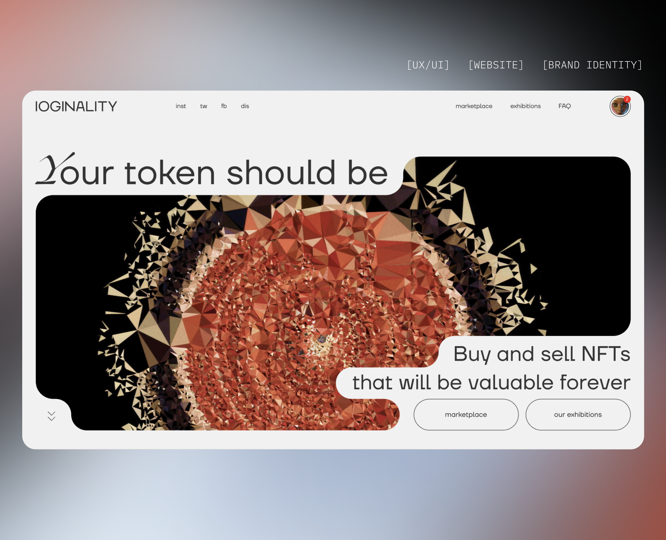 IOGINALITY — NFT-marketplace of offline modern art — Интерфейсы на Dprofile