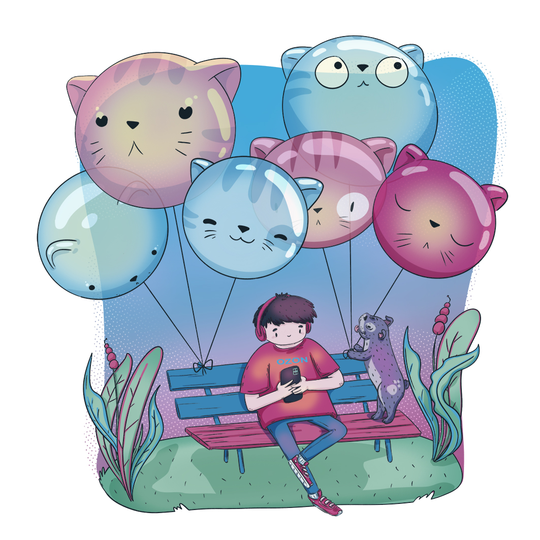 Серия иллюстраций для проекта OZON BALLOON — Изображение №1 — Брендинг, Иллюстрация на Dprofile