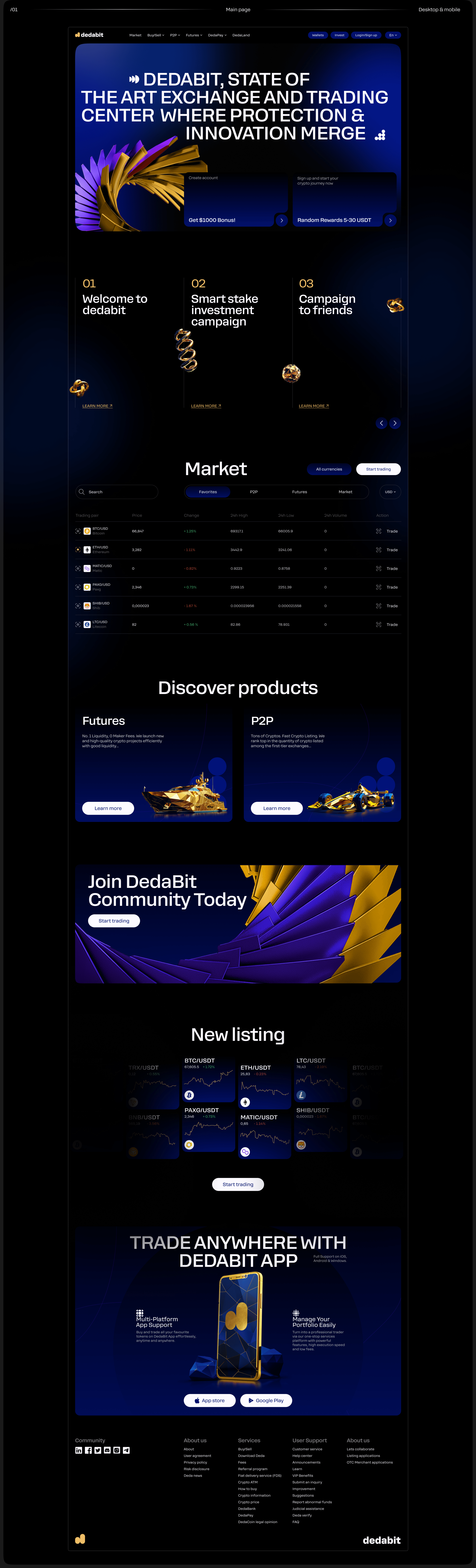CRYPTO TRADE WEBSITE | UX UI DESIGN | CORPORATE — Изображение №4 — Интерфейсы, Иллюстрация на Dprofile