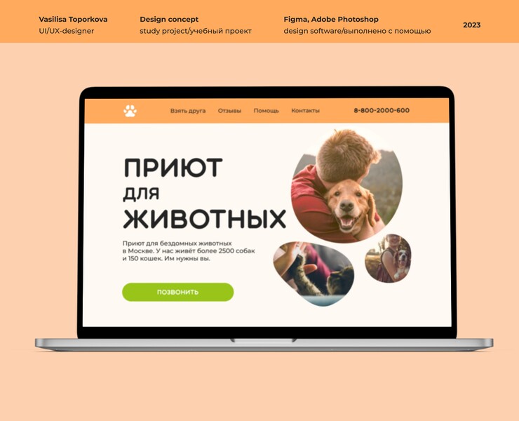 Лендинг приюта для животных Animal Shelter Landing Page на Dprofile