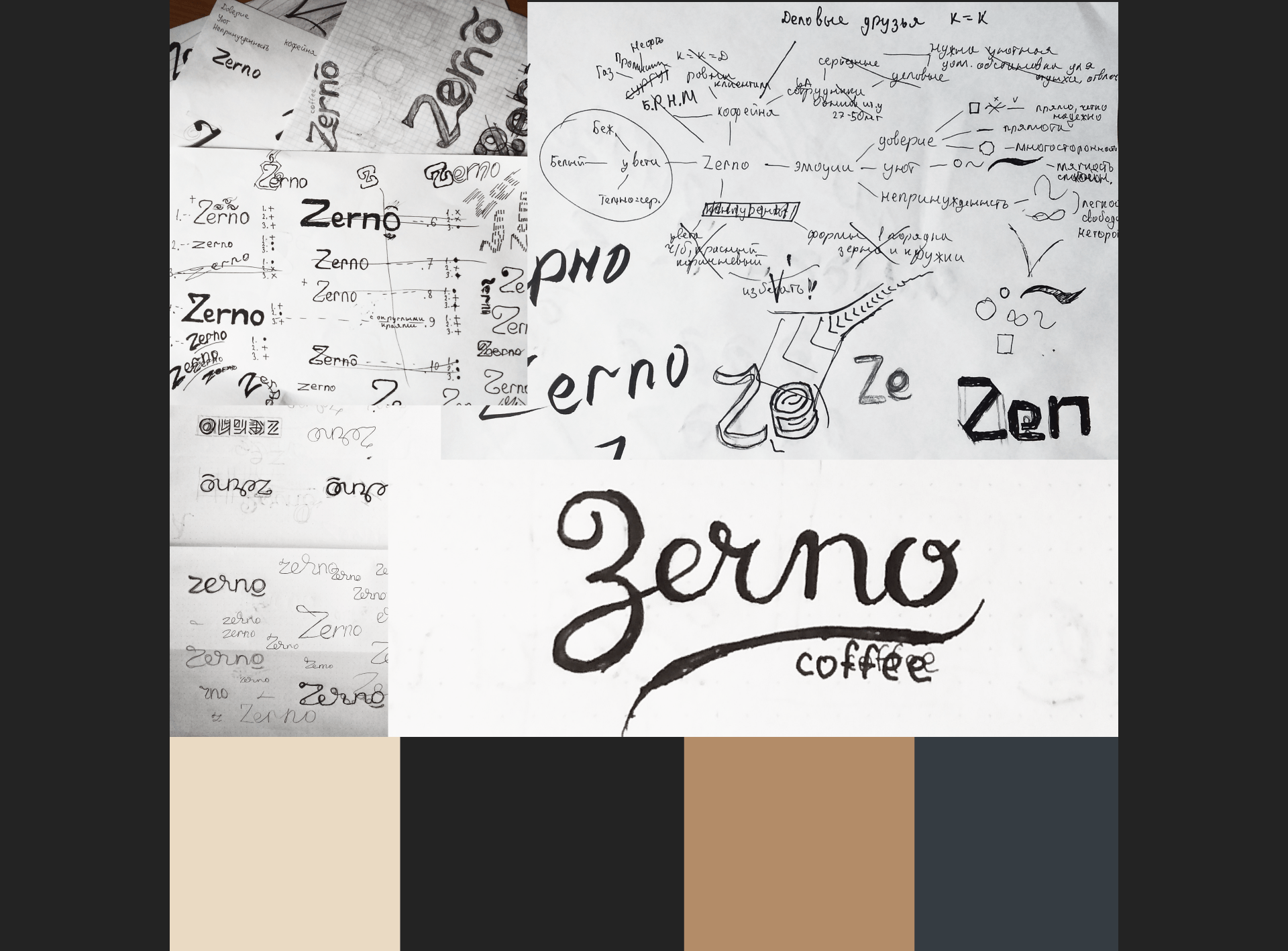 Zerno | леттеринг-знак кофейни — Изображение №2 — Брендинг, Графика на Dprofile