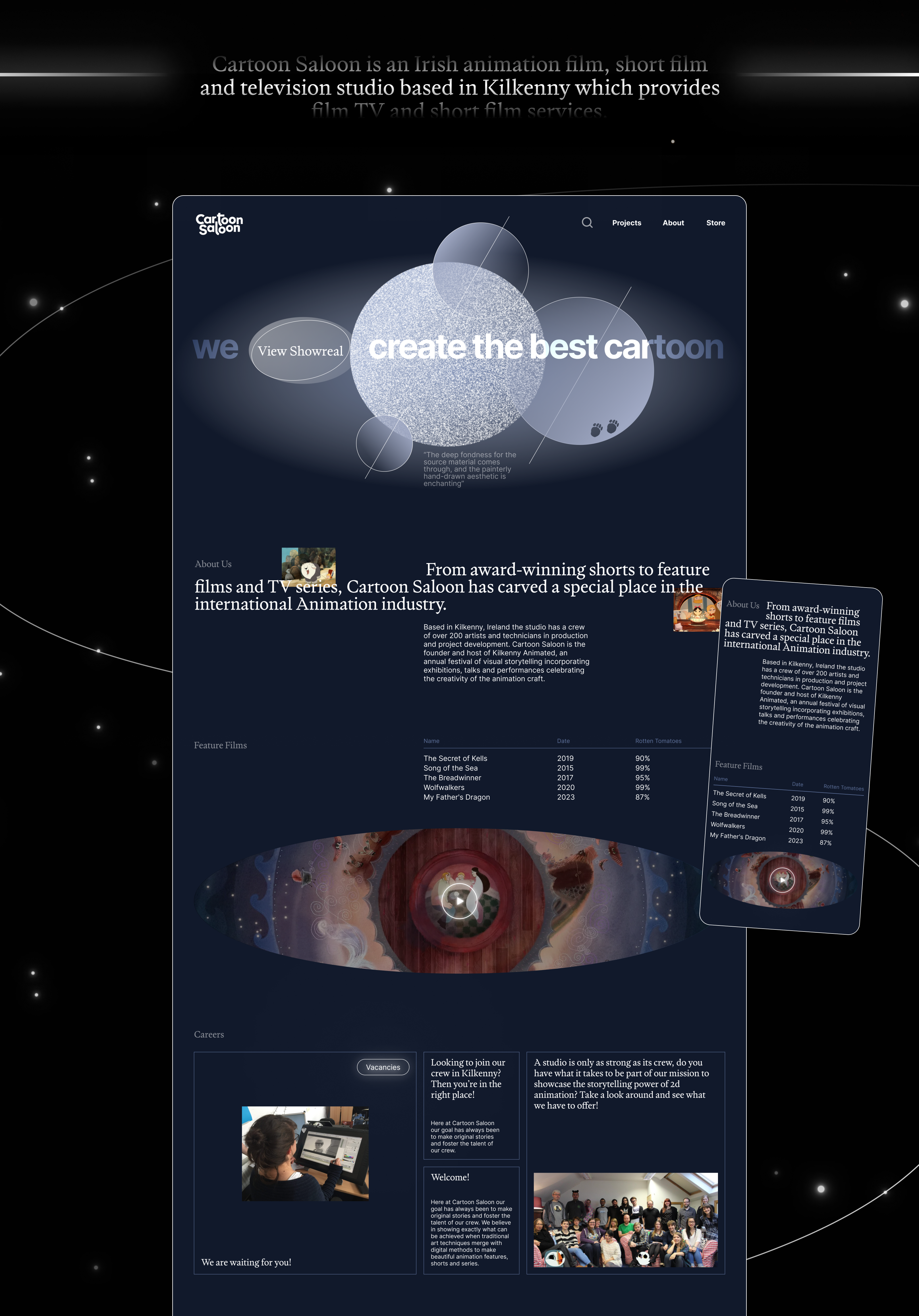 Cartoon Saloon | Corporate Redesign — Изображение №3 — Интерфейсы, Брендинг на Dprofile