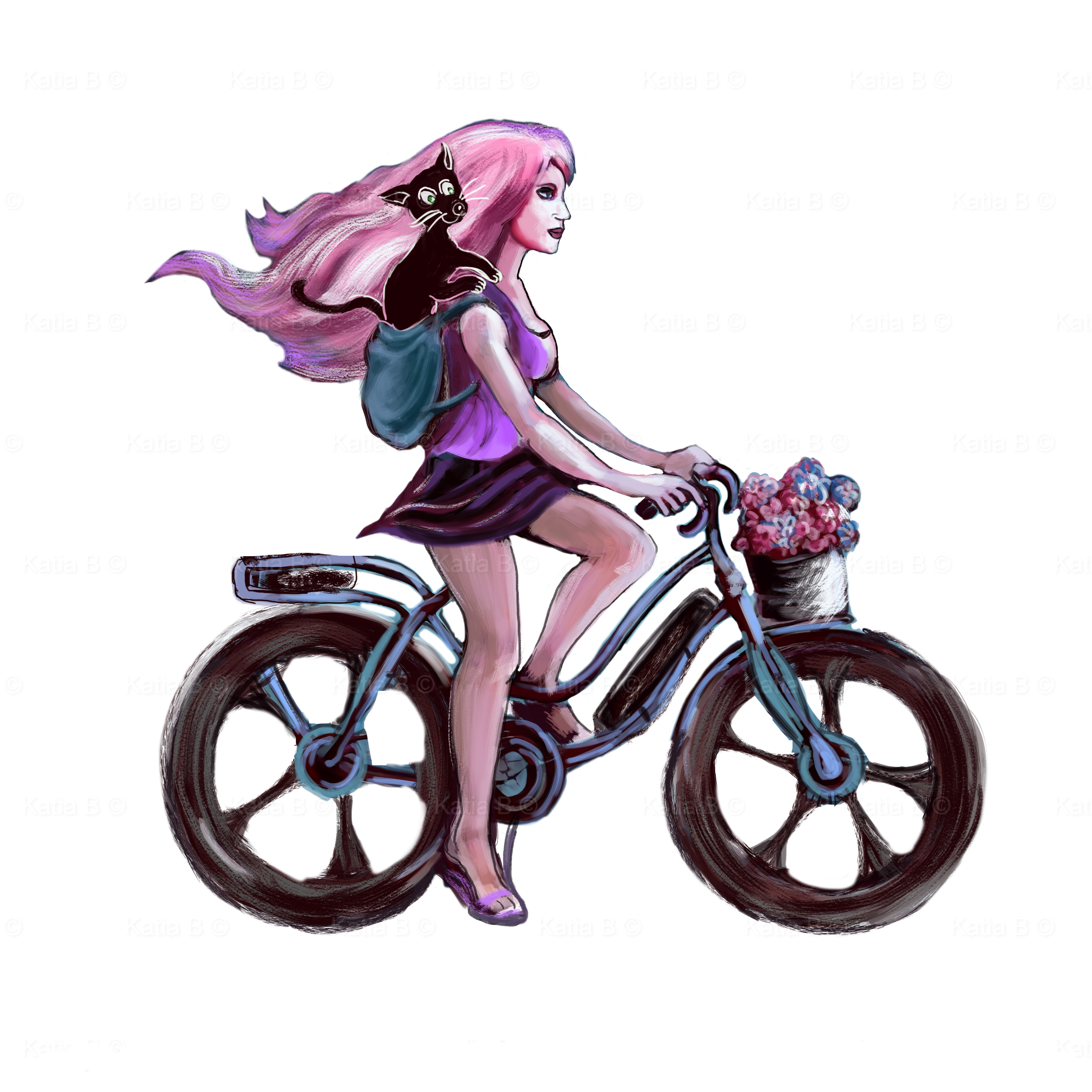 Girls on the bike — Изображение №2 — Иллюстрация на Dprofile