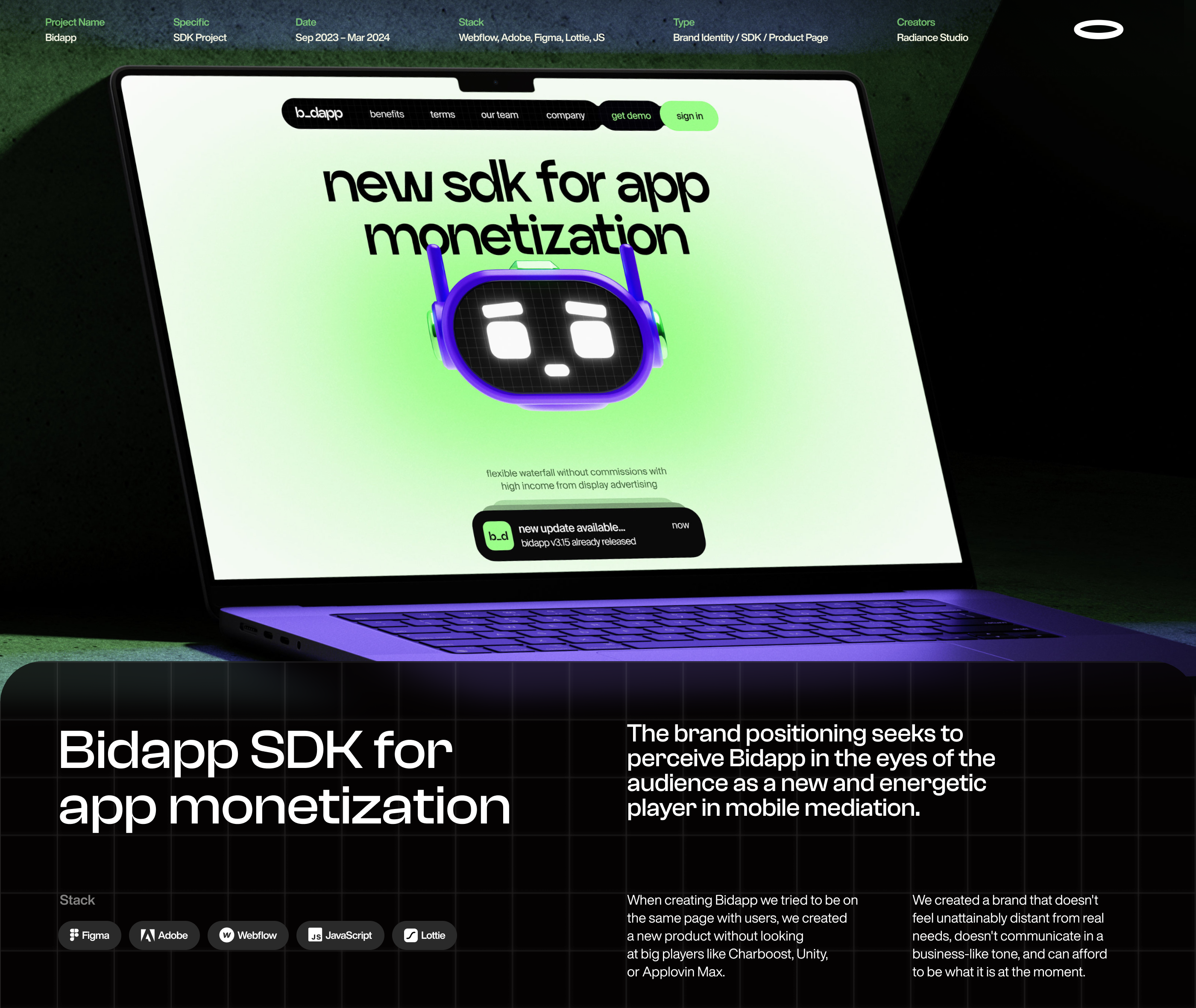 SDK Platform bidapp – UX/UI & Brand Identity — Изображение №1 — Интерфейсы, Брендинг на Dprofile