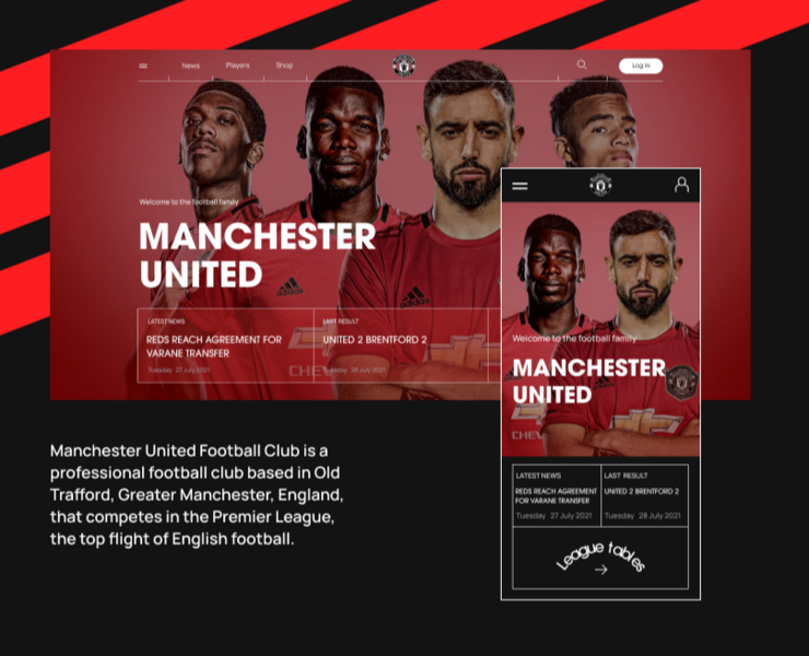 Manchester United - Website concept — Интерфейсы на Dprofile