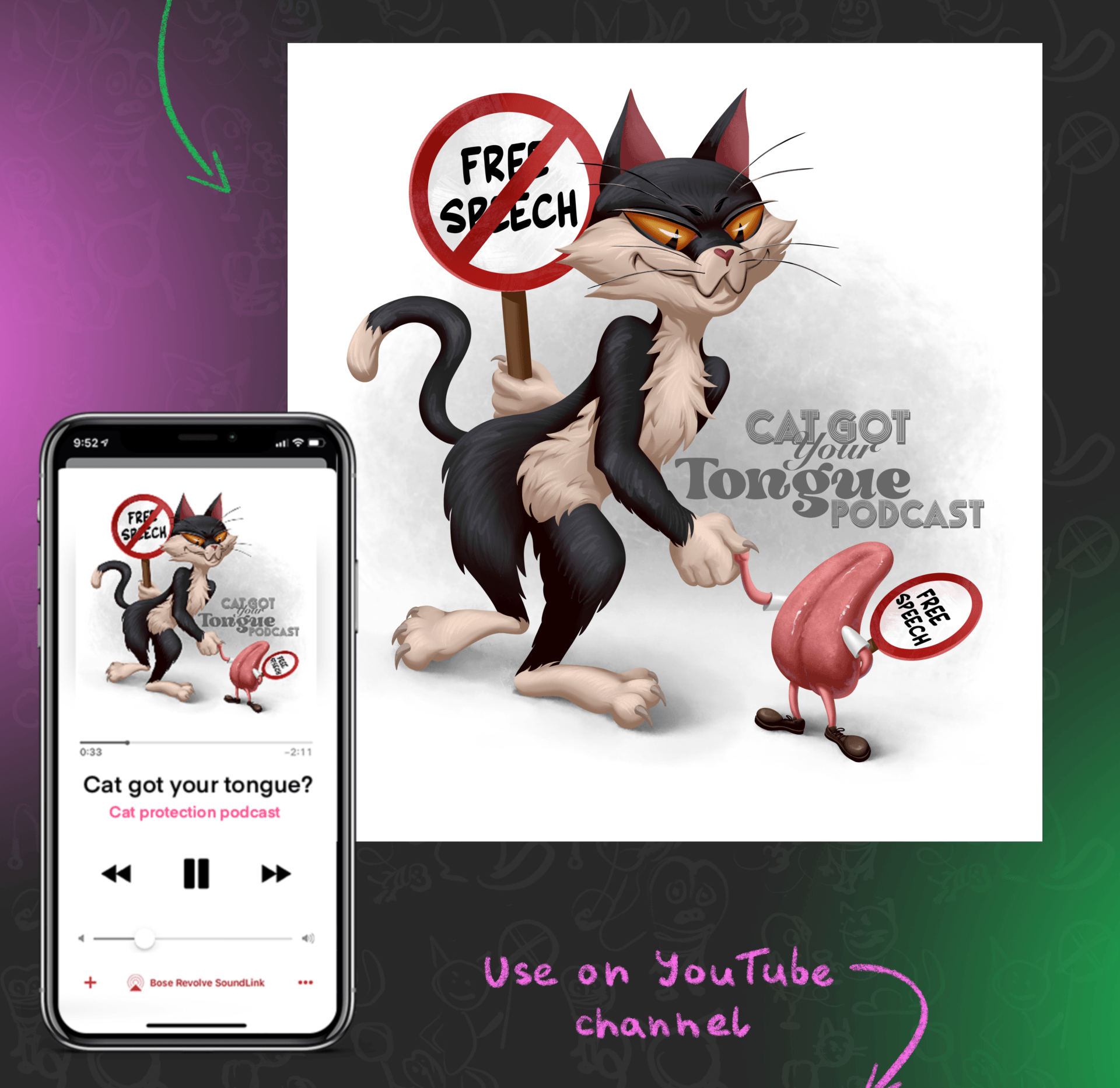 Cat got your tongue podcast — Изображение №8 — Иллюстрация на Dprofile