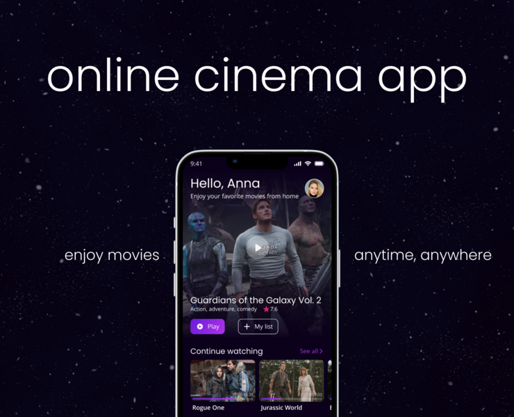 Online cinema app — Интерфейсы на Dprofile