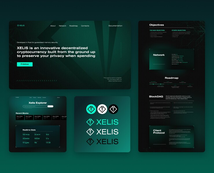 Брендинг и сайт для Инновационного blockDAG-проекта XELIS — Интерфейсы, Брендинг на Dprofile