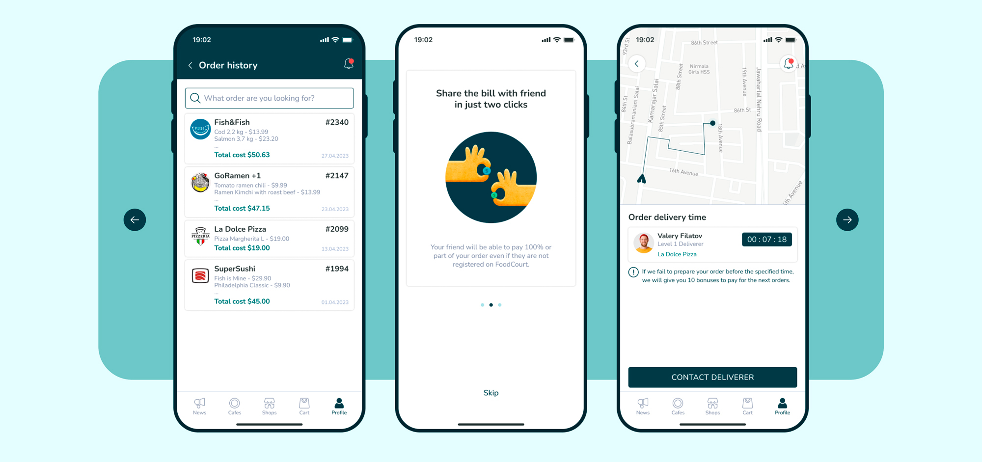 FoodCourt. Mobile App. UX/UI Design — Изображение №11 — Интерфейсы, Иллюстрация на Dprofile