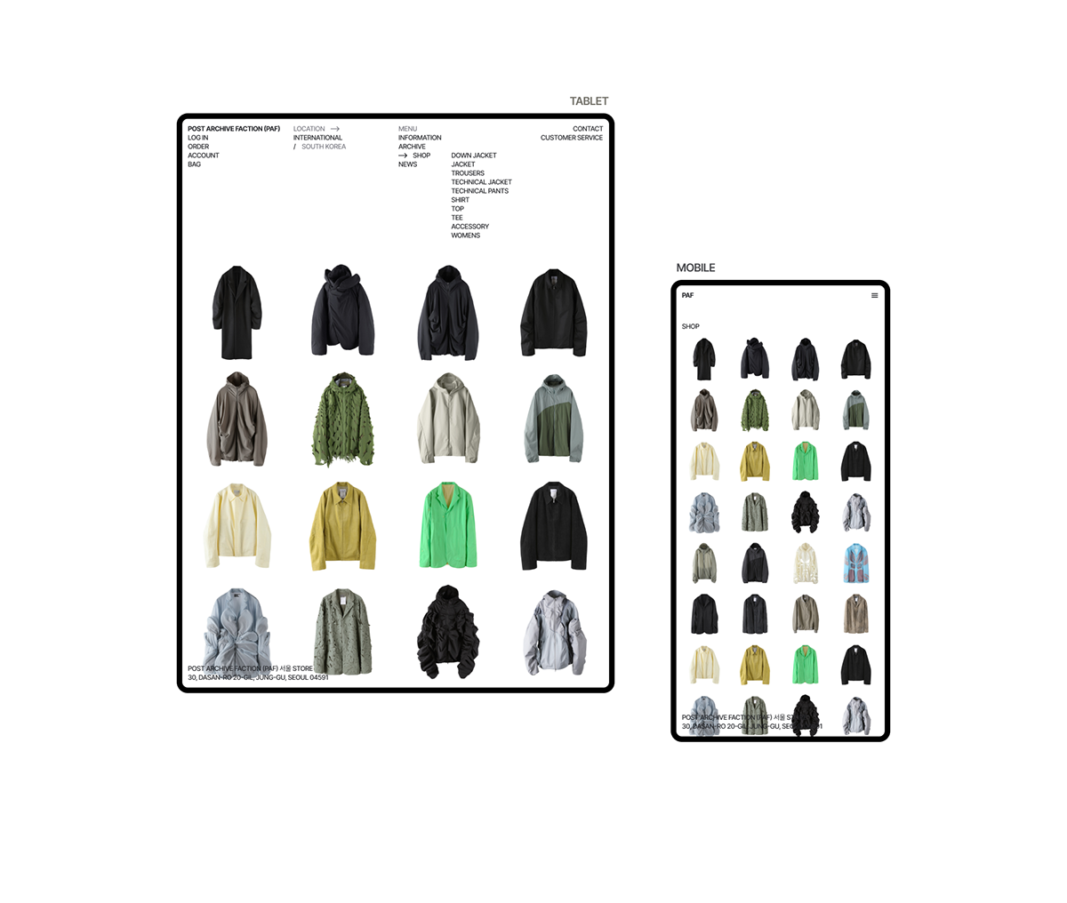 POST ARCHIVE FACTION (PAF) | E-Commerce — Изображение №5 — Интерфейсы, Анимация на Dprofile