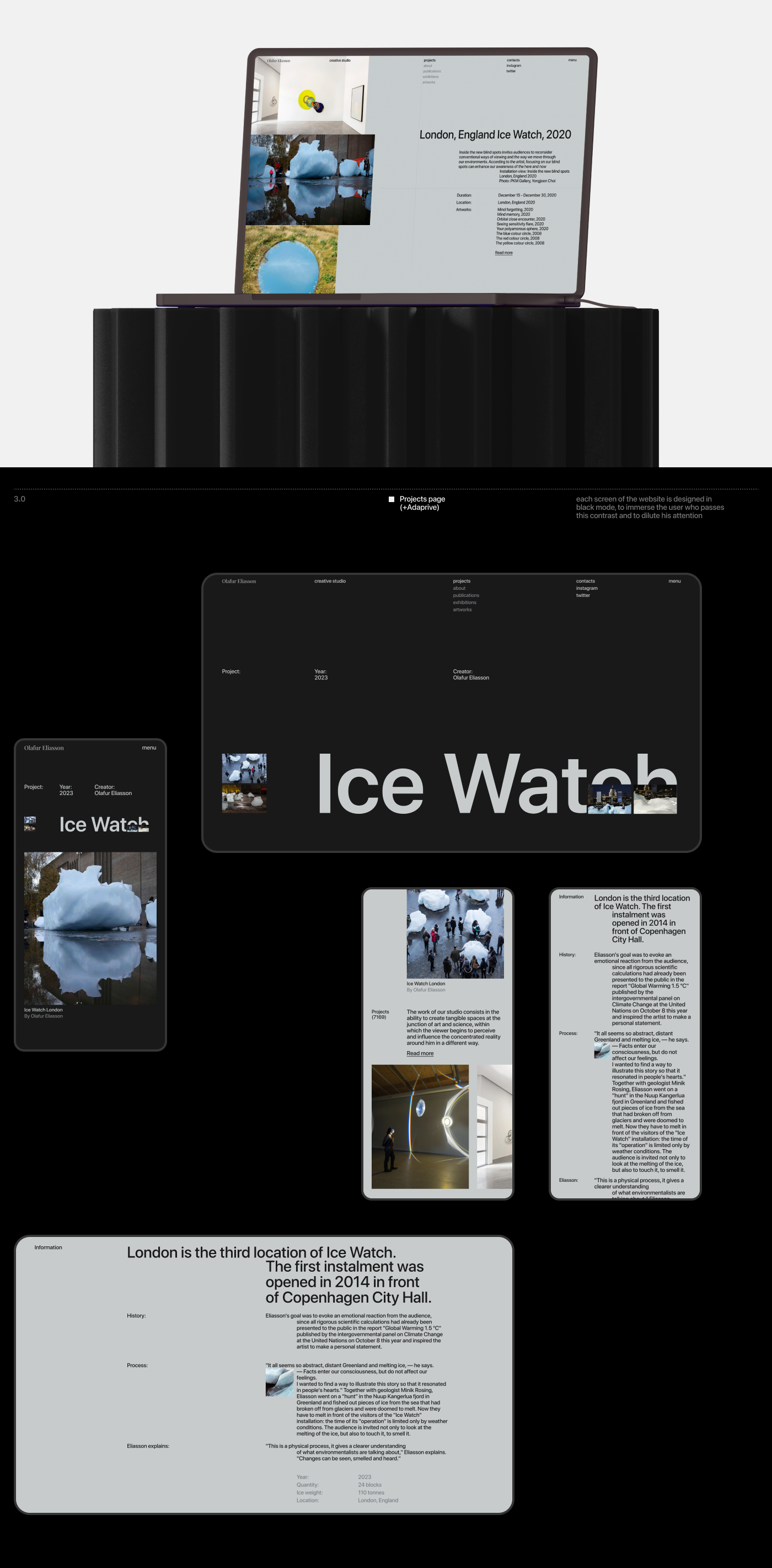 Olafur Eliasson Studio | Corporate website — Изображение №6 — Интерфейсы, Анимация на Dprofile