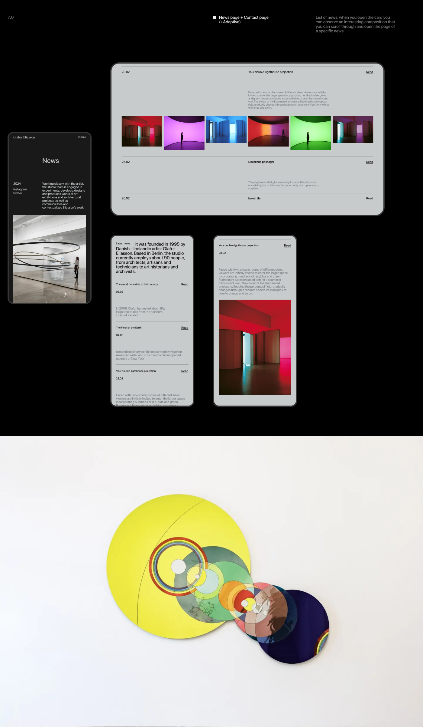 Olafur Eliasson Studio | Corporate website — Изображение №10 — Интерфейсы, Анимация на Dprofile