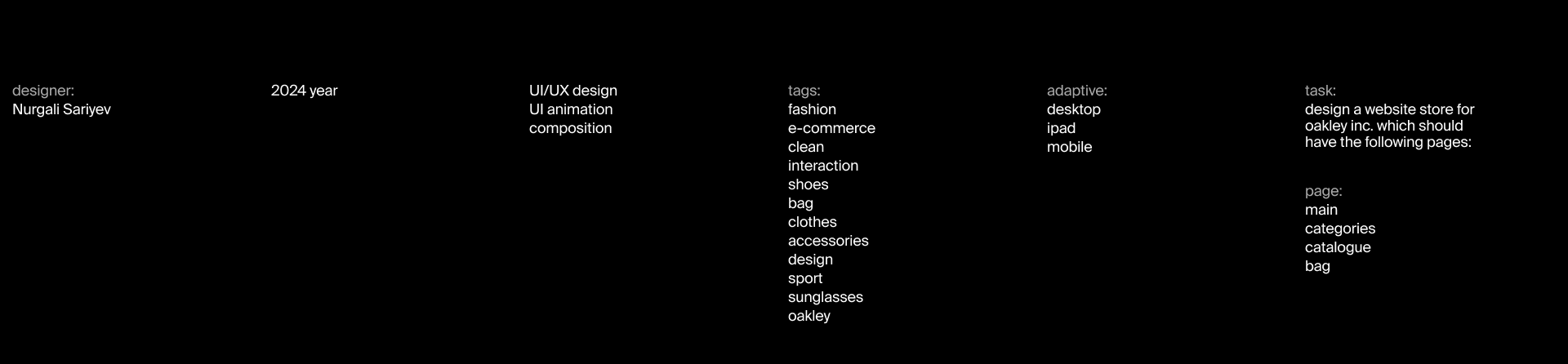 Oakley | E-commerce — Изображение №1 — Интерфейсы, Анимация на Dprofile