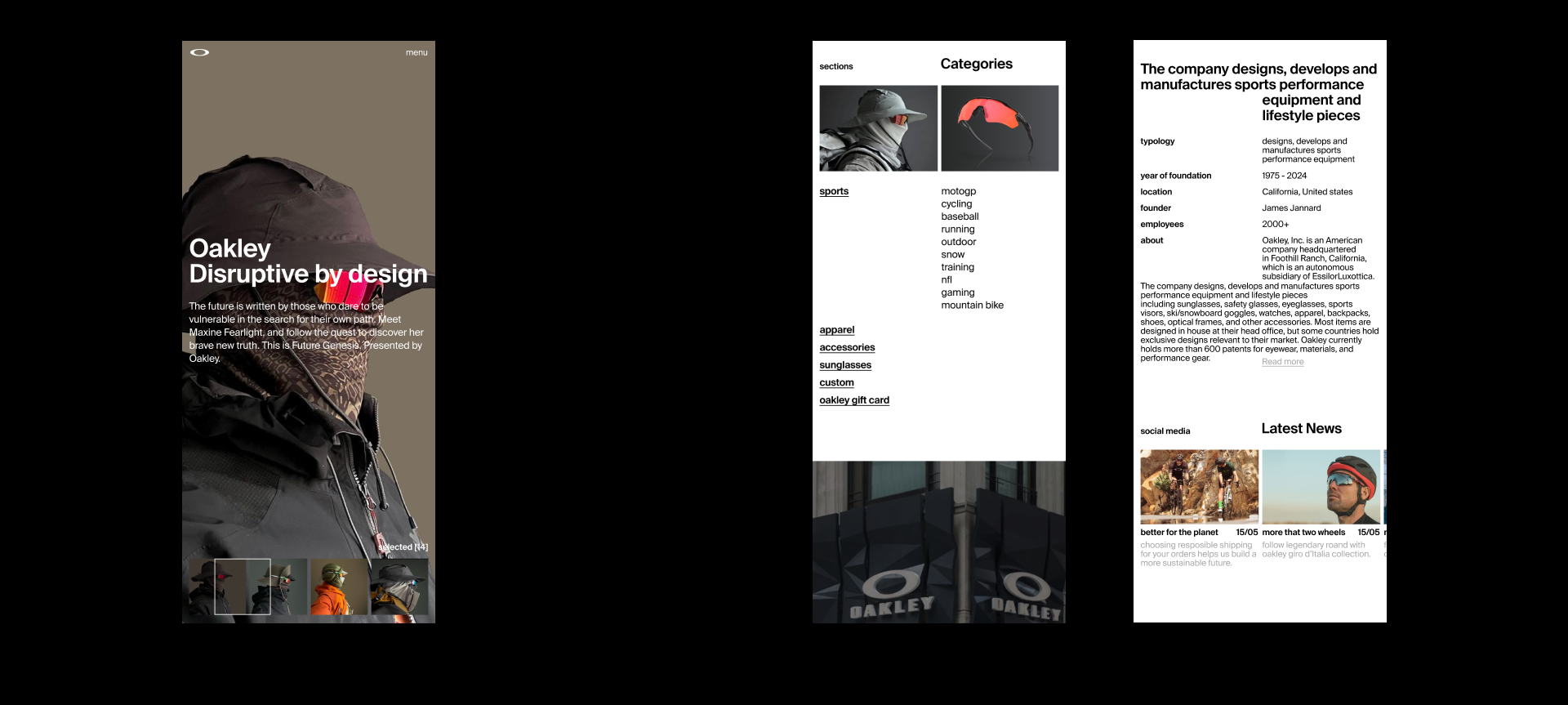 Oakley | E-commerce — Изображение №2 — Интерфейсы, Анимация на Dprofile