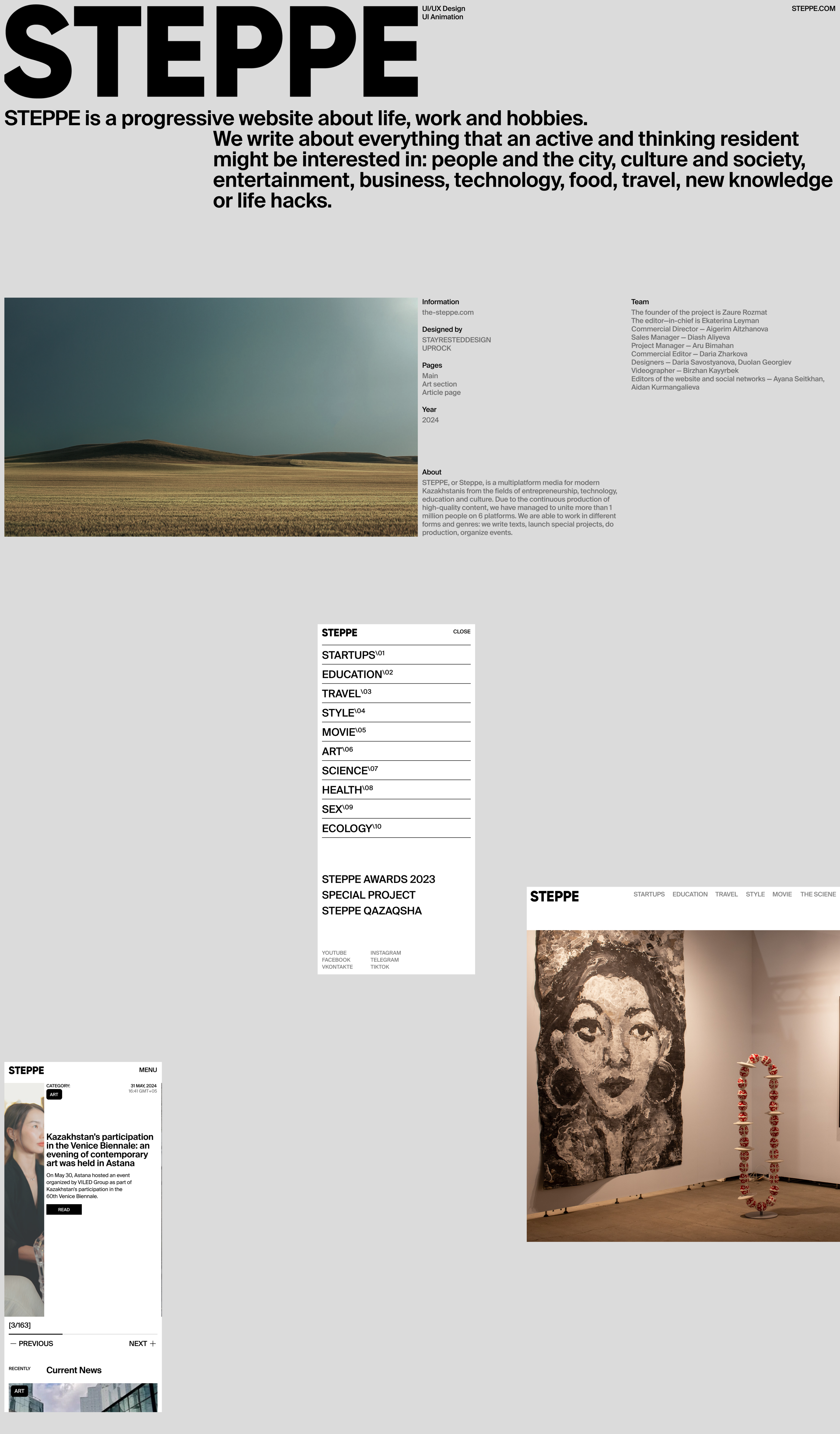 STEPPE | News website — Изображение №1 — Интерфейсы, Анимация на Dprofile