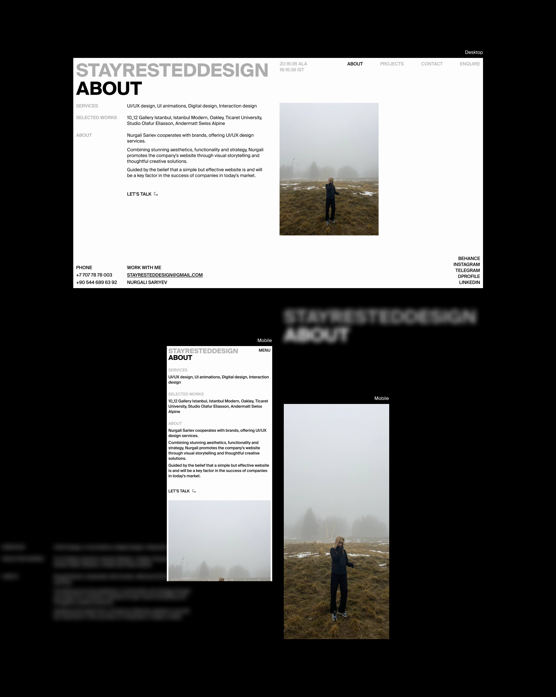 STAYRESTEDDESIGN | Portfolio website — Изображение №5 — Интерфейсы, Анимация на Dprofile