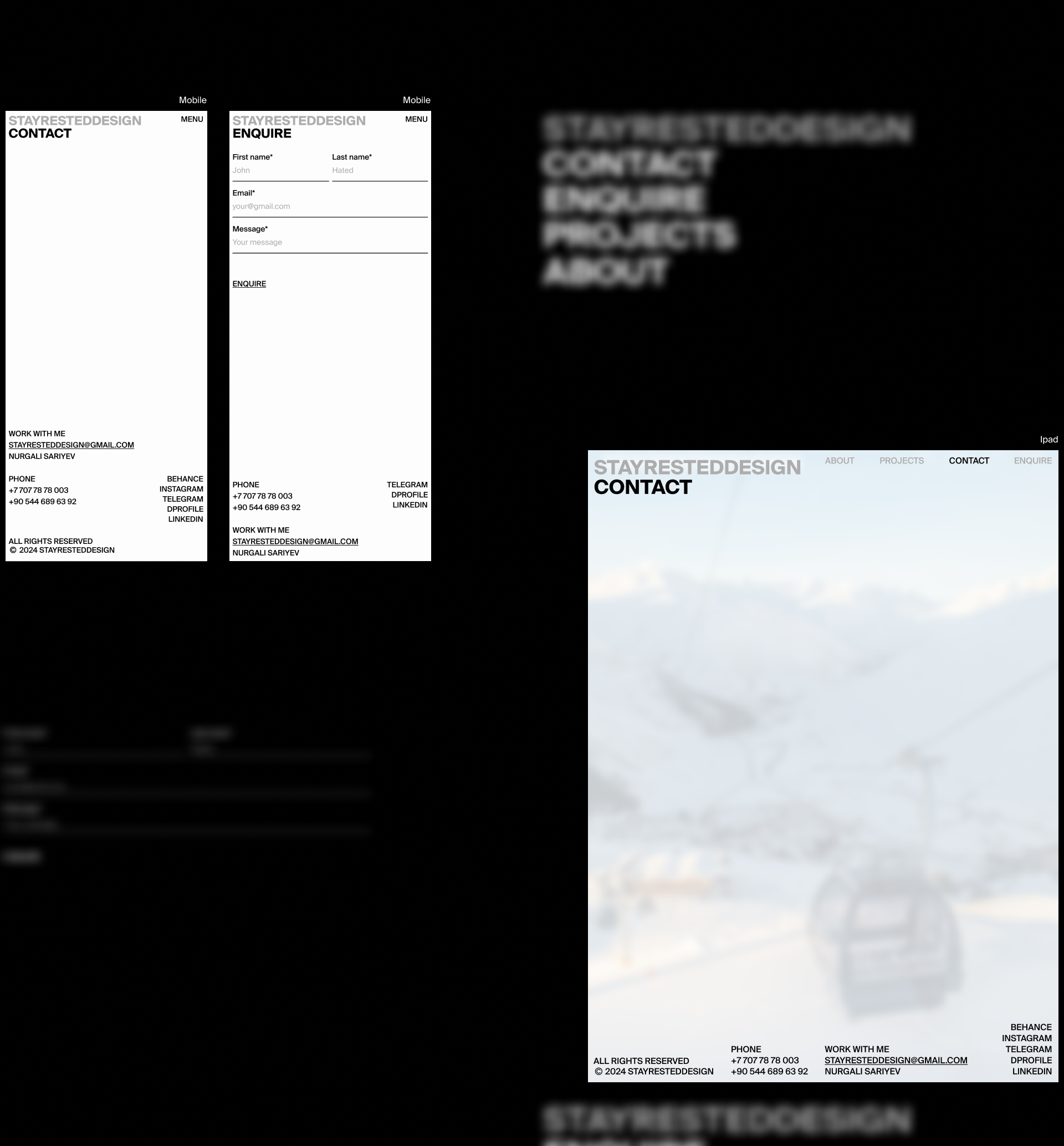 STAYRESTEDDESIGN | Portfolio website — Изображение №3 — Интерфейсы, Анимация на Dprofile
