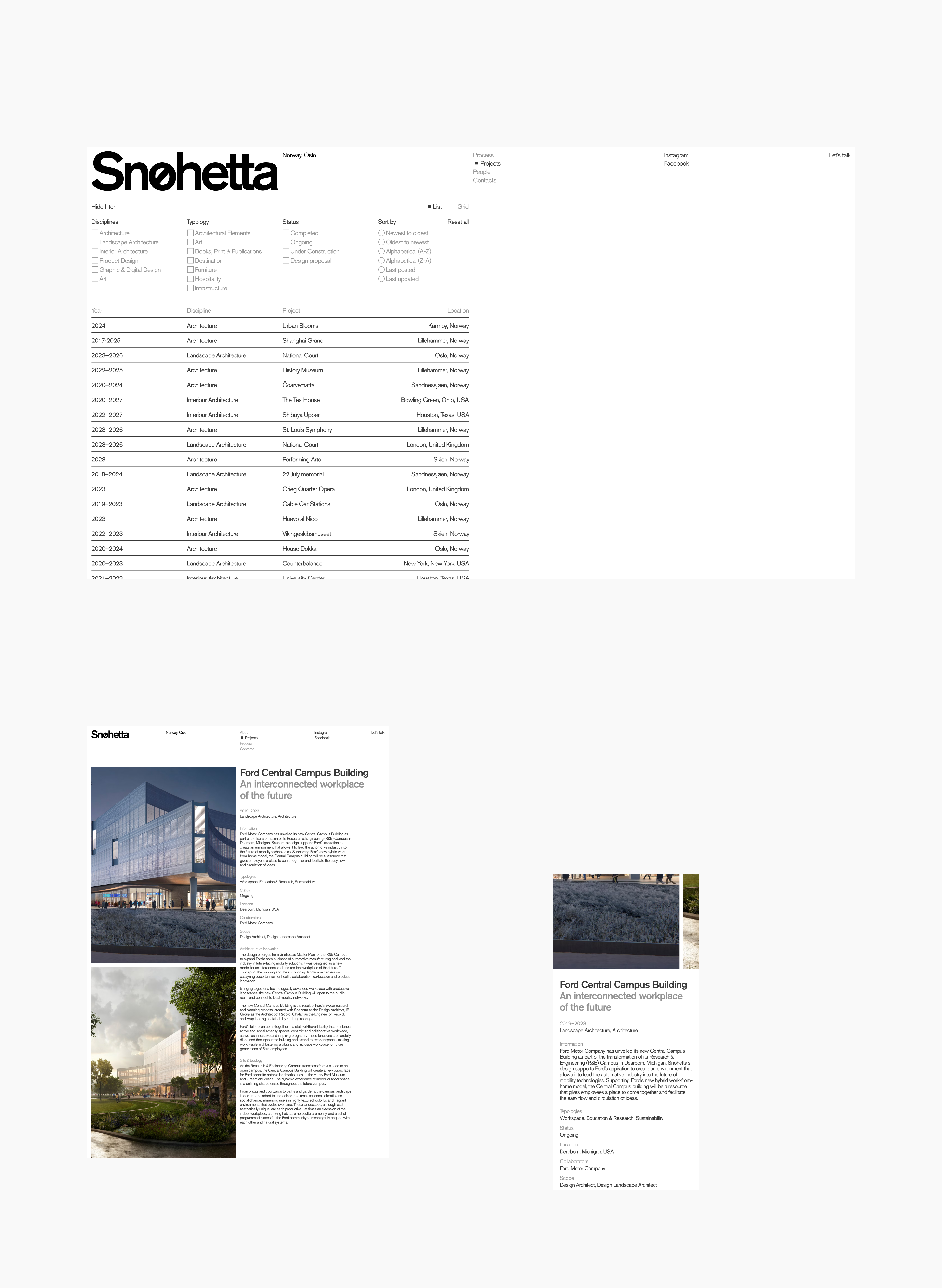 Snohetta | Website concept — Изображение №5 — Интерфейсы, Анимация на Dprofile