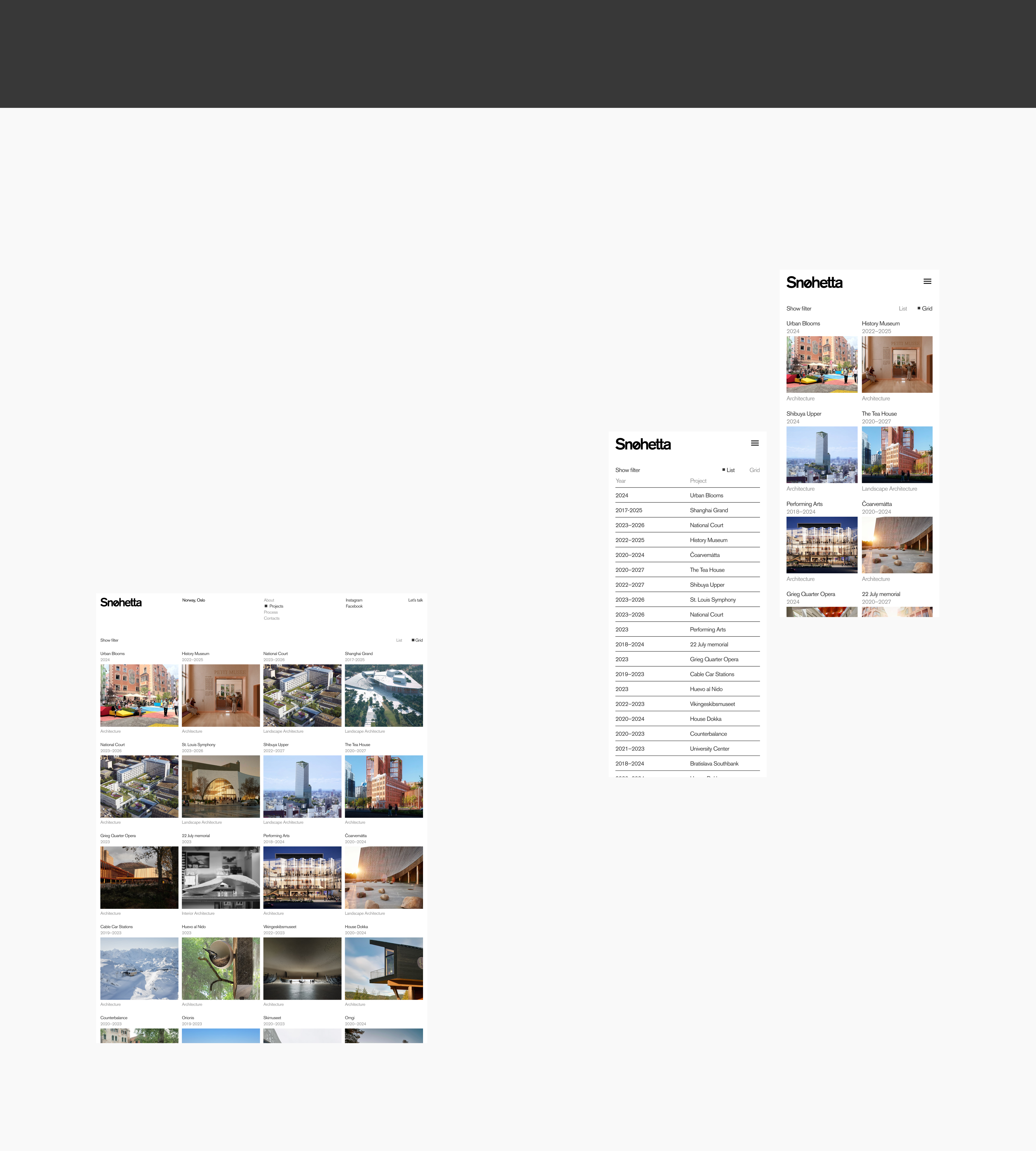 Snohetta | Website concept — Изображение №3 — Интерфейсы, Анимация на Dprofile