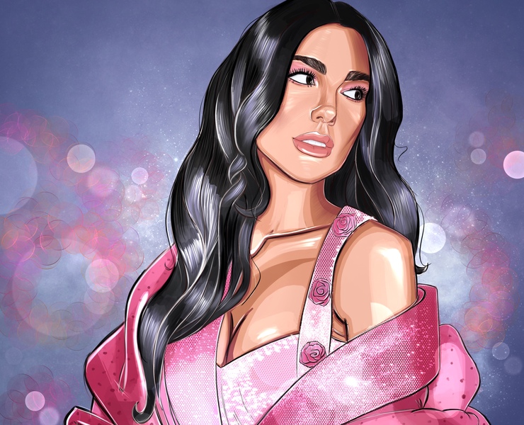 Портрет певицы Dua Lipa — Иллюстрация на Dprofile