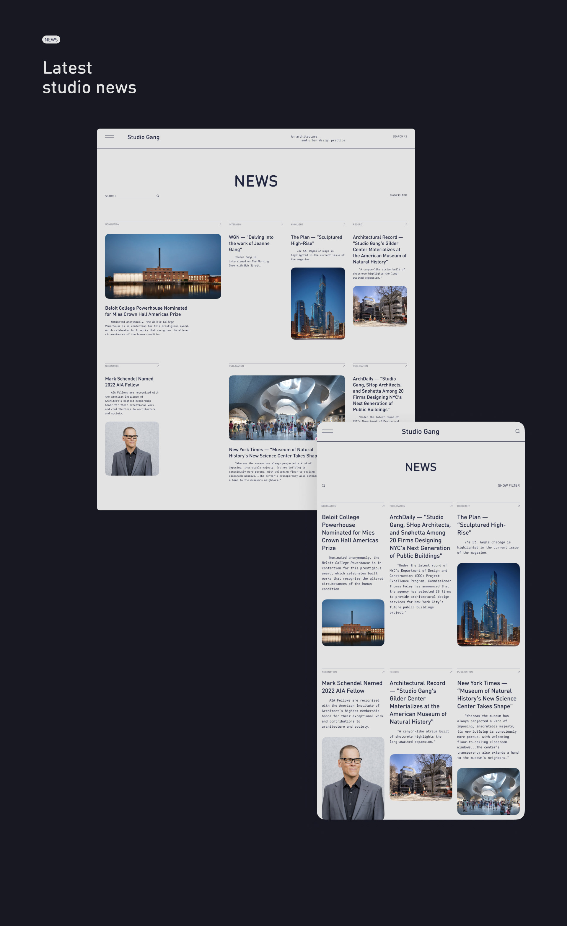 Studio Gang | Web concept — Изображение №6 — Интерфейсы на Dprofile