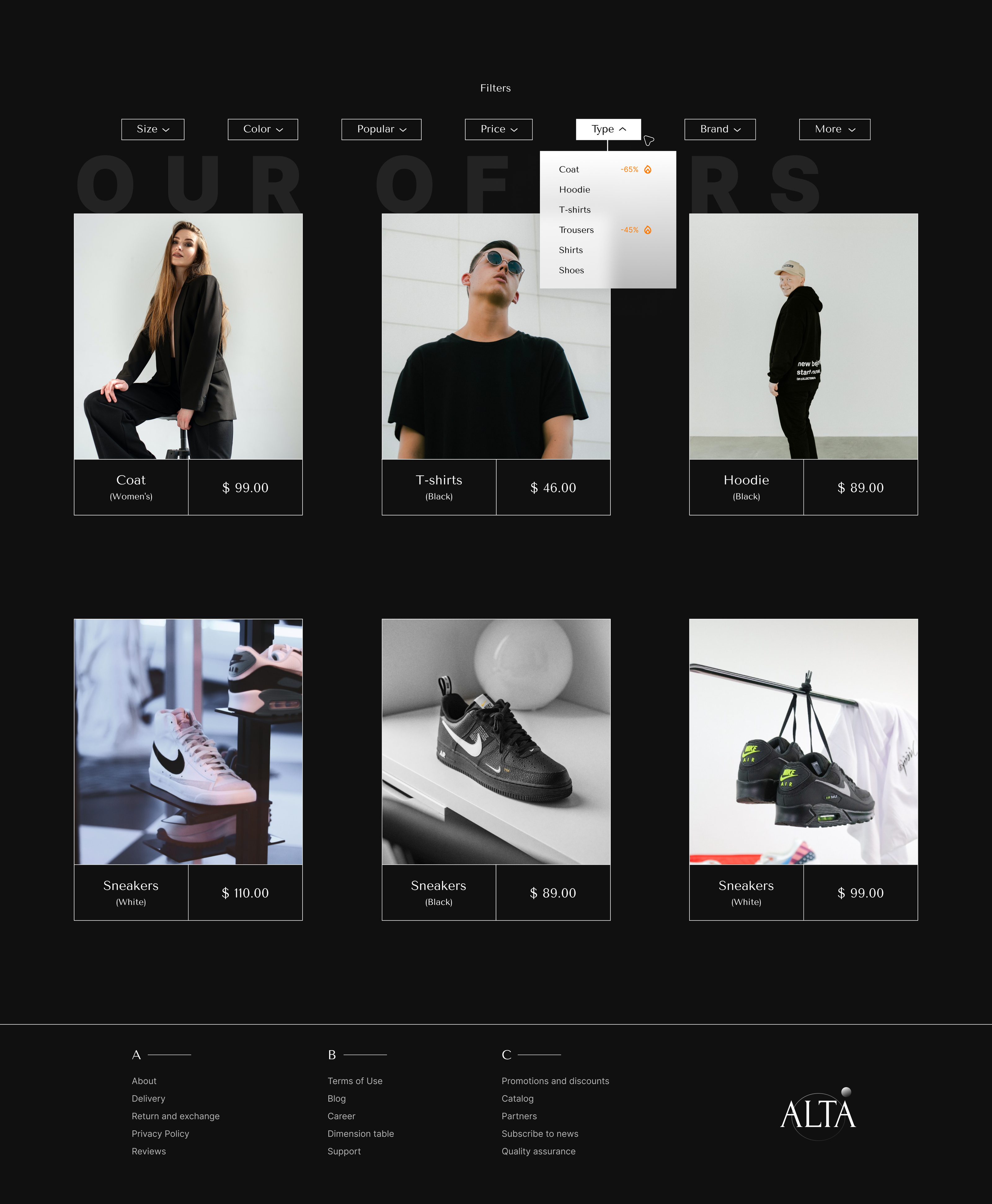 ALTA | CLOTHING STORE | WEBSITE — Изображение №8 — Интерфейсы на Dprofile