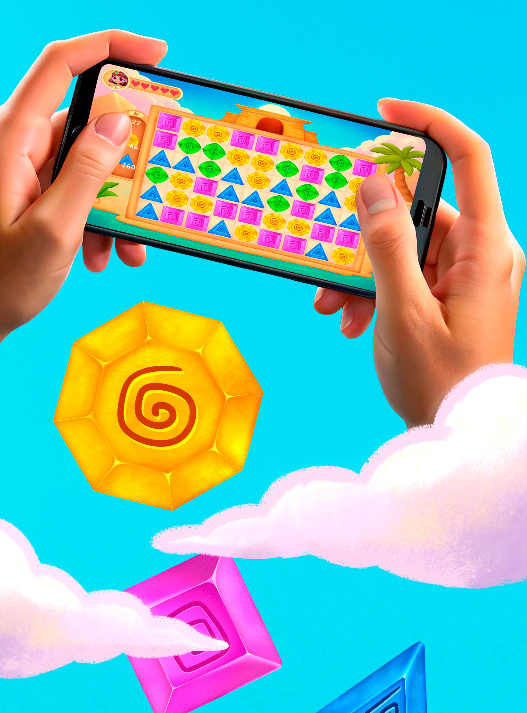 МОБИЛЬНАЯ ИГРА MATCH3 AIRA В ЕГИПТЕ — Изображение №11 — Иллюстрация, Анимация на Dprofile