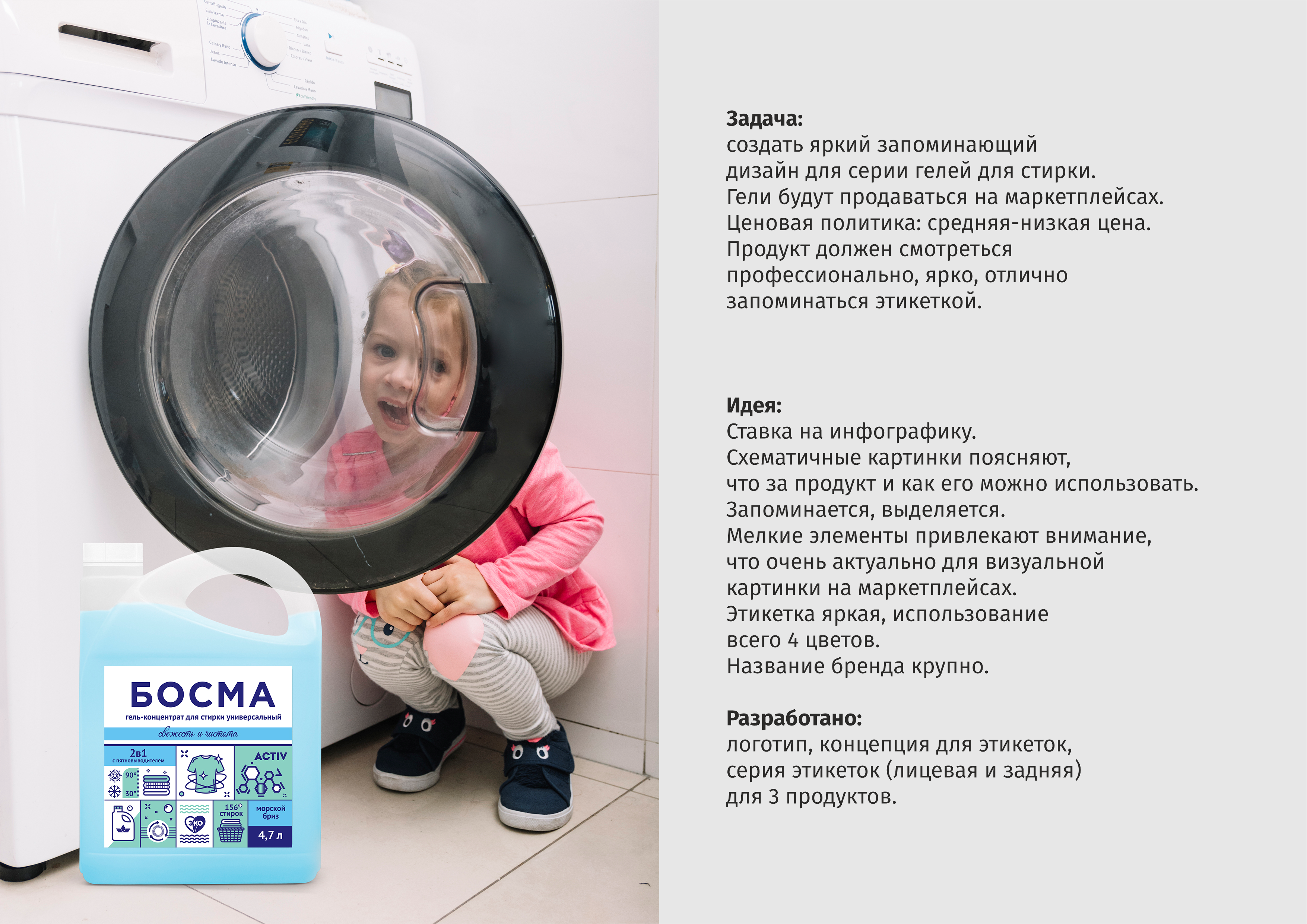 Серия этикеток геля для стирки Босма. — Изображение №2 — Брендинг на Dprofile