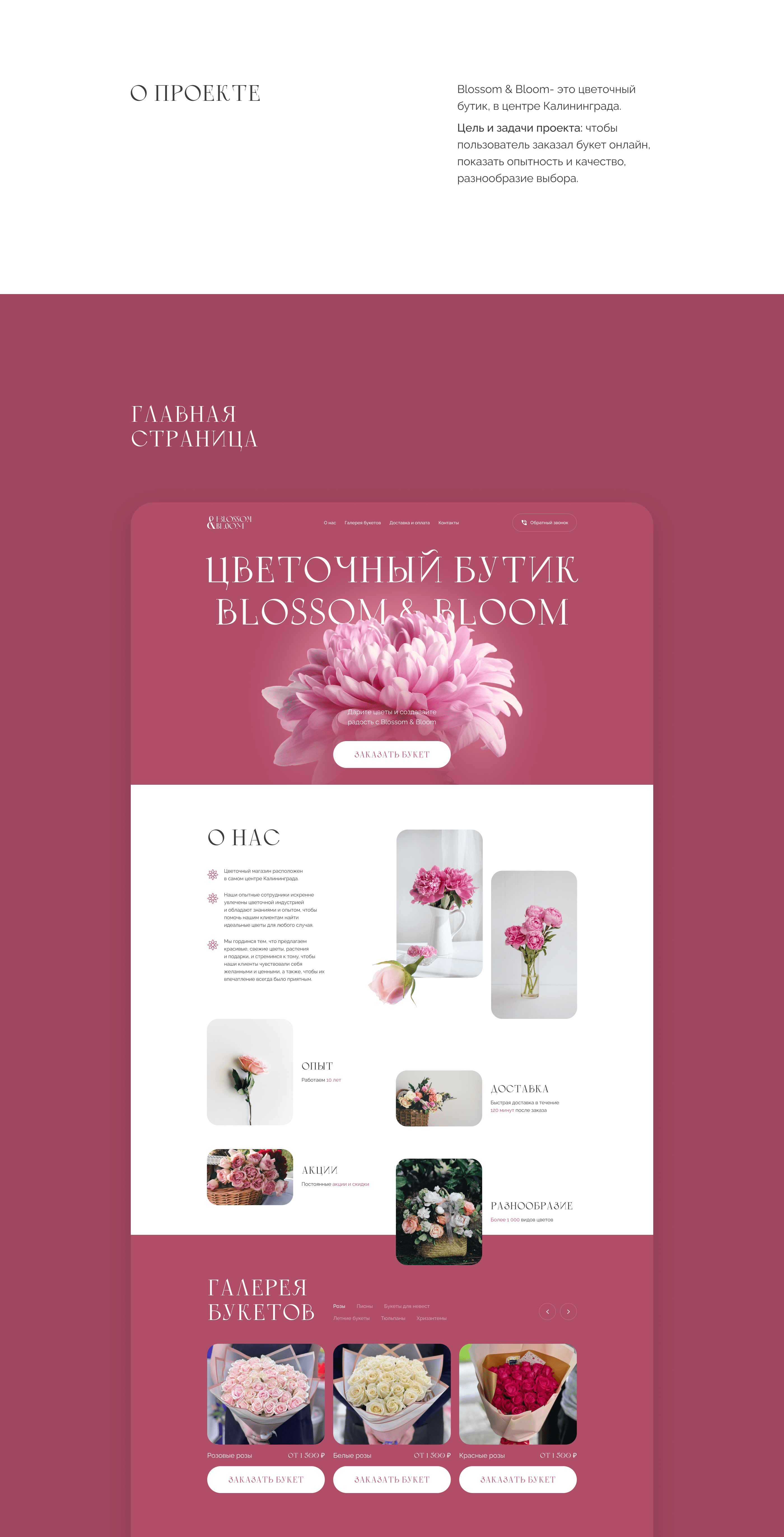 Landing page для цветочного бутика "BLOSSOM&BLOOM" — Изображение №2 — Интерфейсы, Анимация на Dprofile
