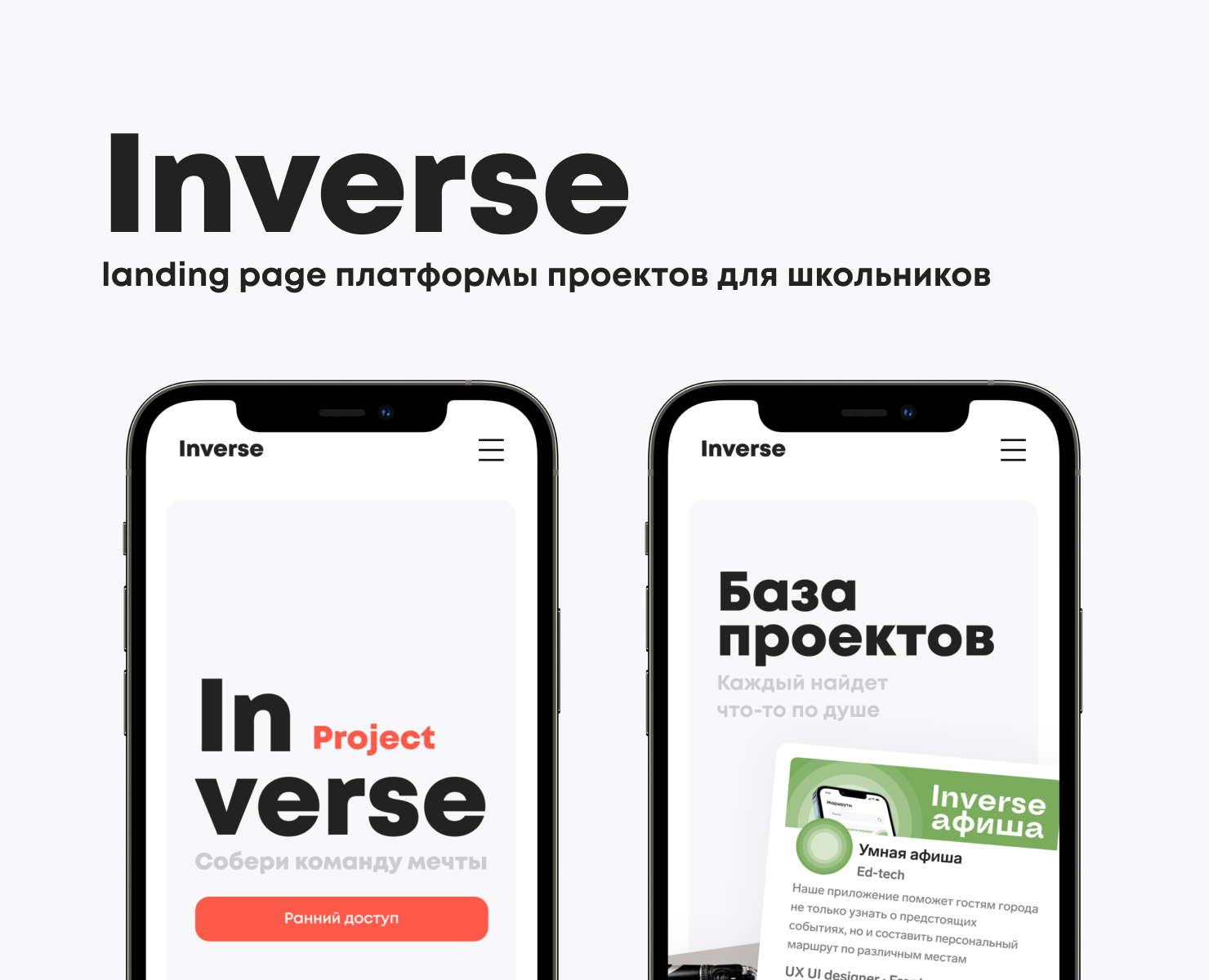 Inverse Project - лендинг платформы проектов для школьников на Dprofile