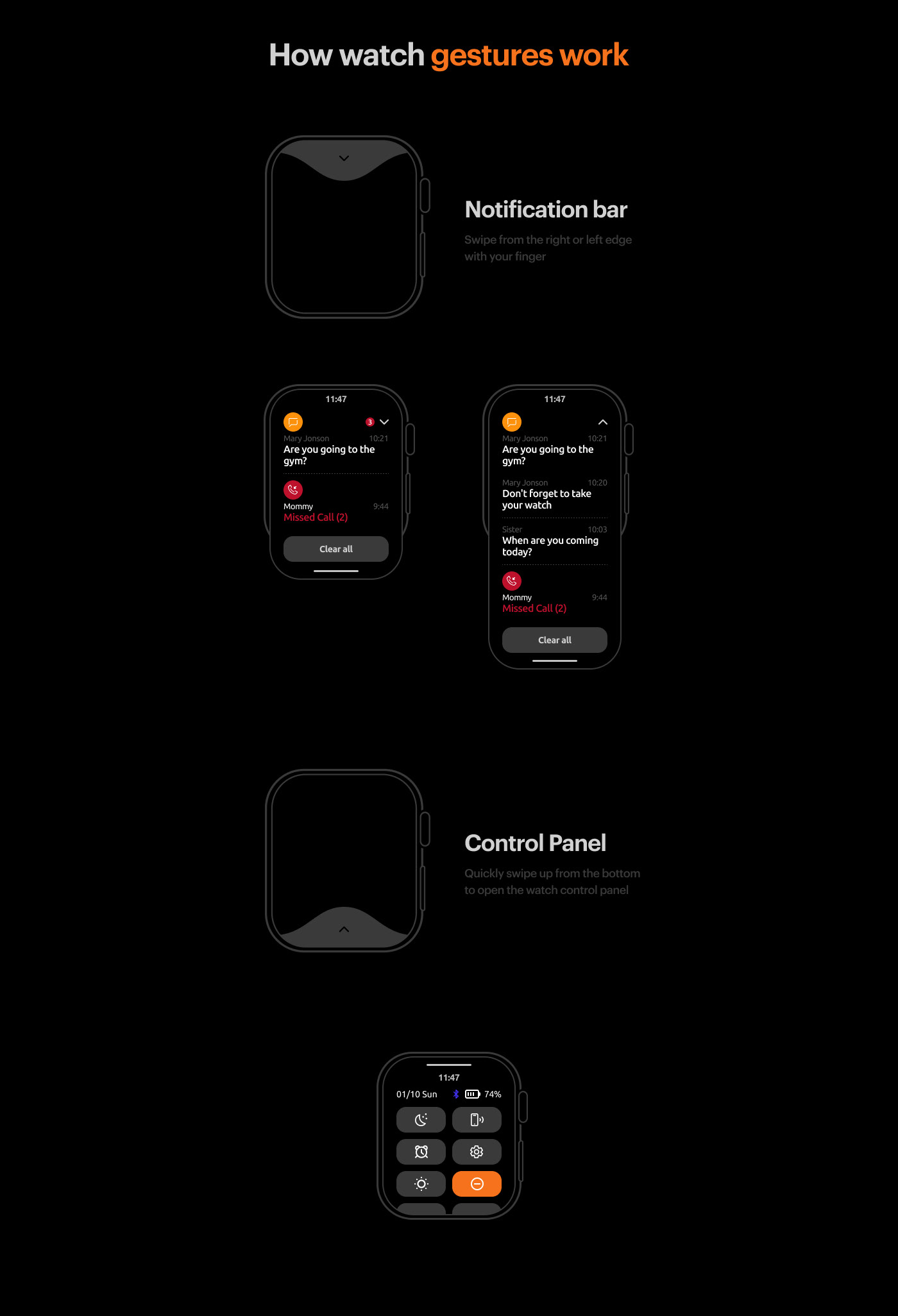 Gtime OS - UX/UI Smart Watch — Изображение №6 — Интерфейсы на Dprofile