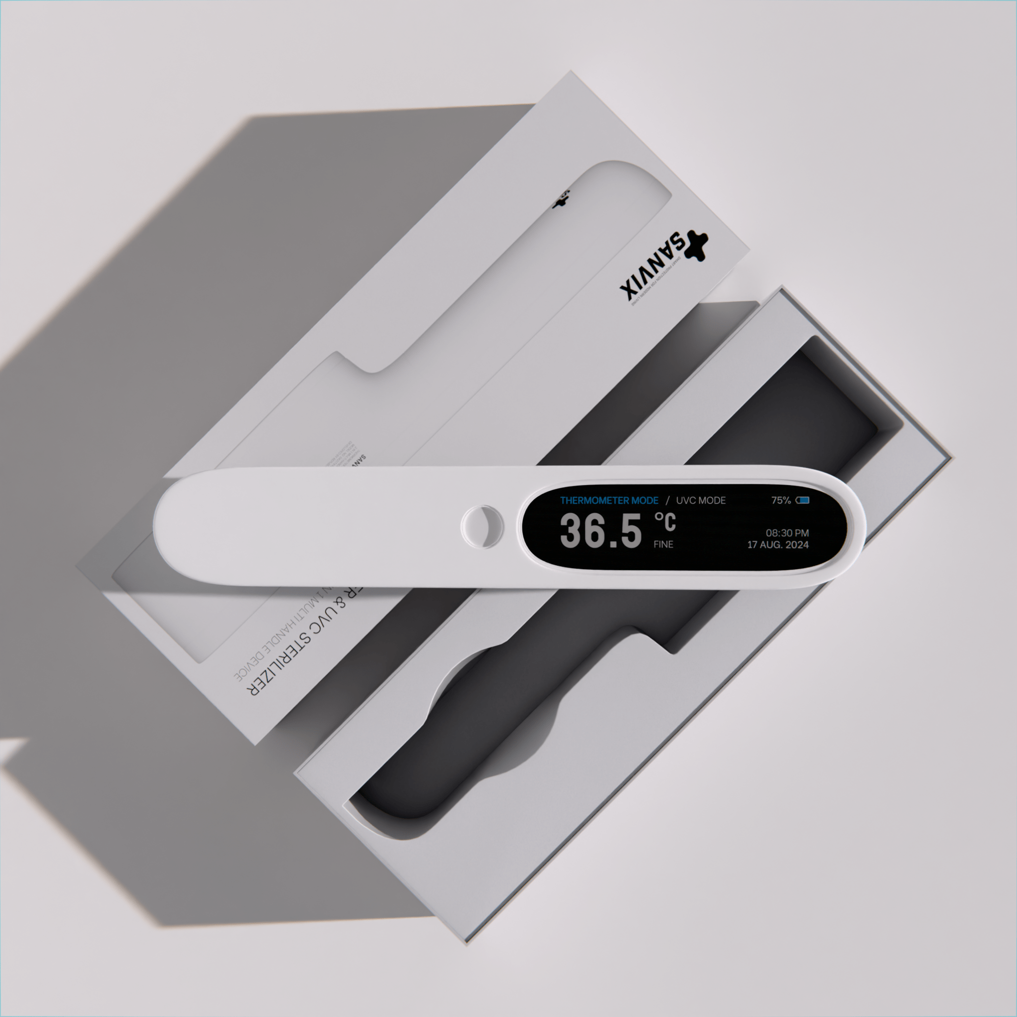 Sanvix smart device Thermometer & UVC Sterilizer — Изображение №7 — Брендинг, 3D на Dprofile
