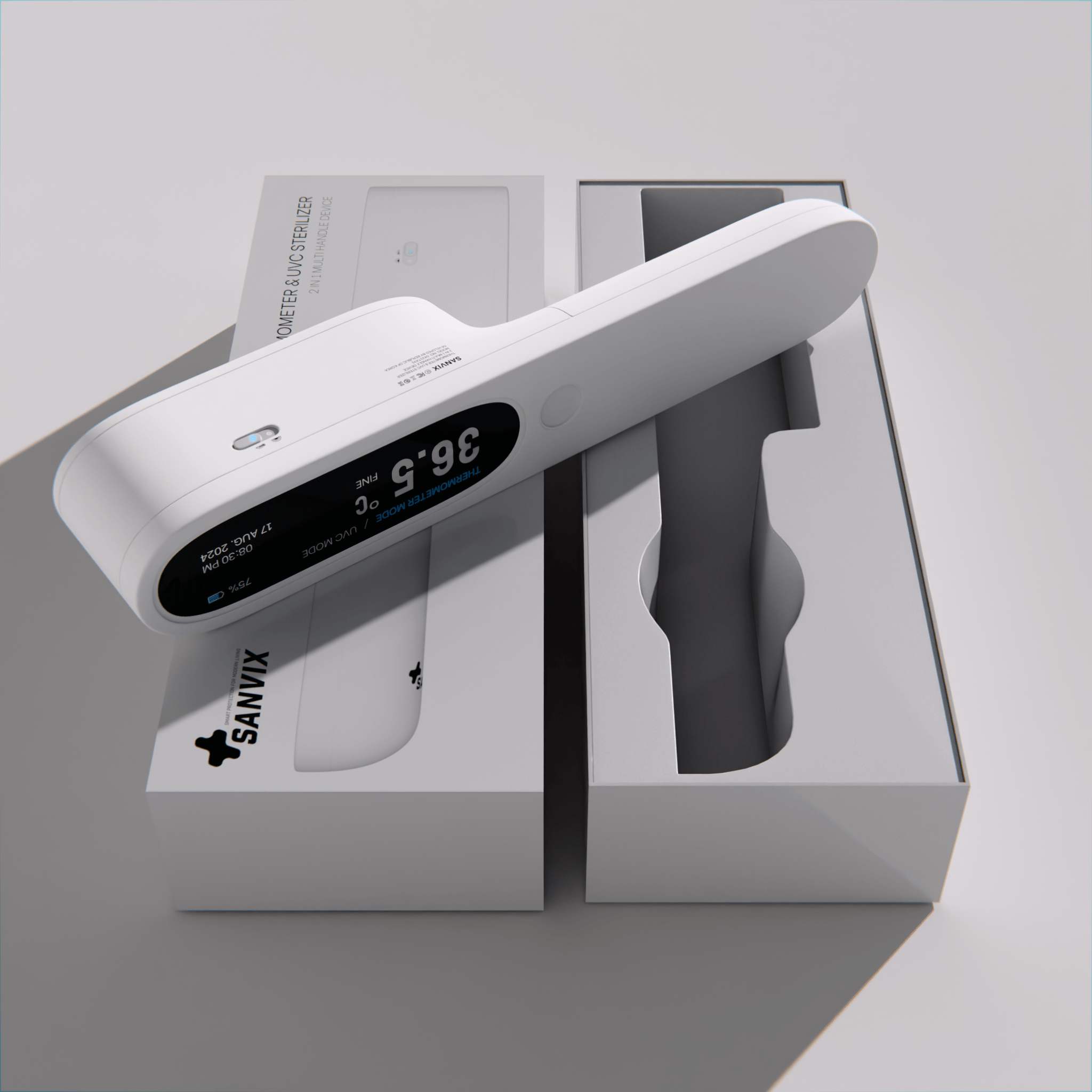 Sanvix smart device Thermometer & UVC Sterilizer — Изображение №11 — Брендинг, 3D на Dprofile