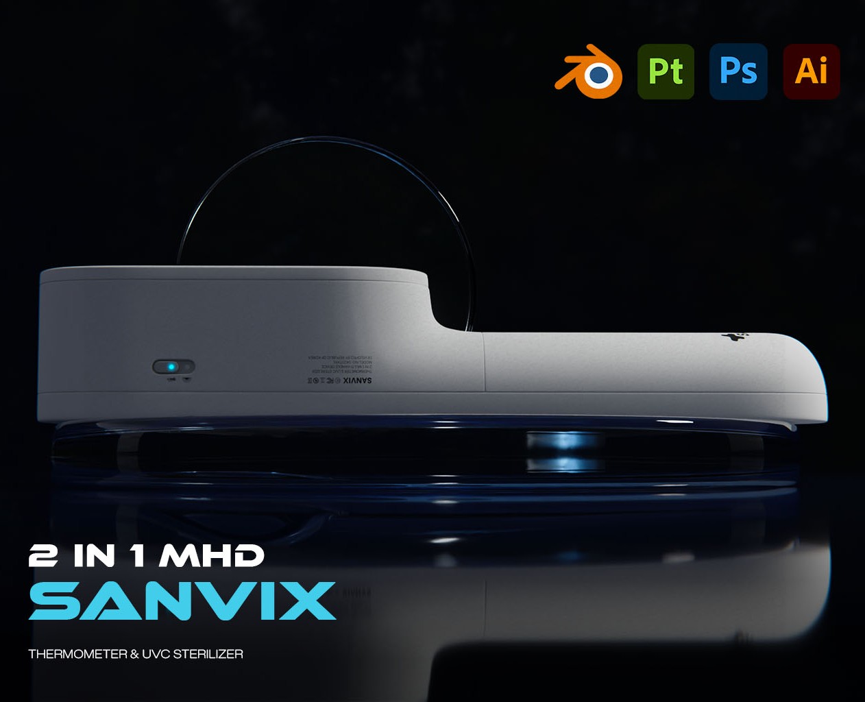 Sanvix smart device Thermometer & UVC Sterilizer — Брендинг, 3D на Dprofile