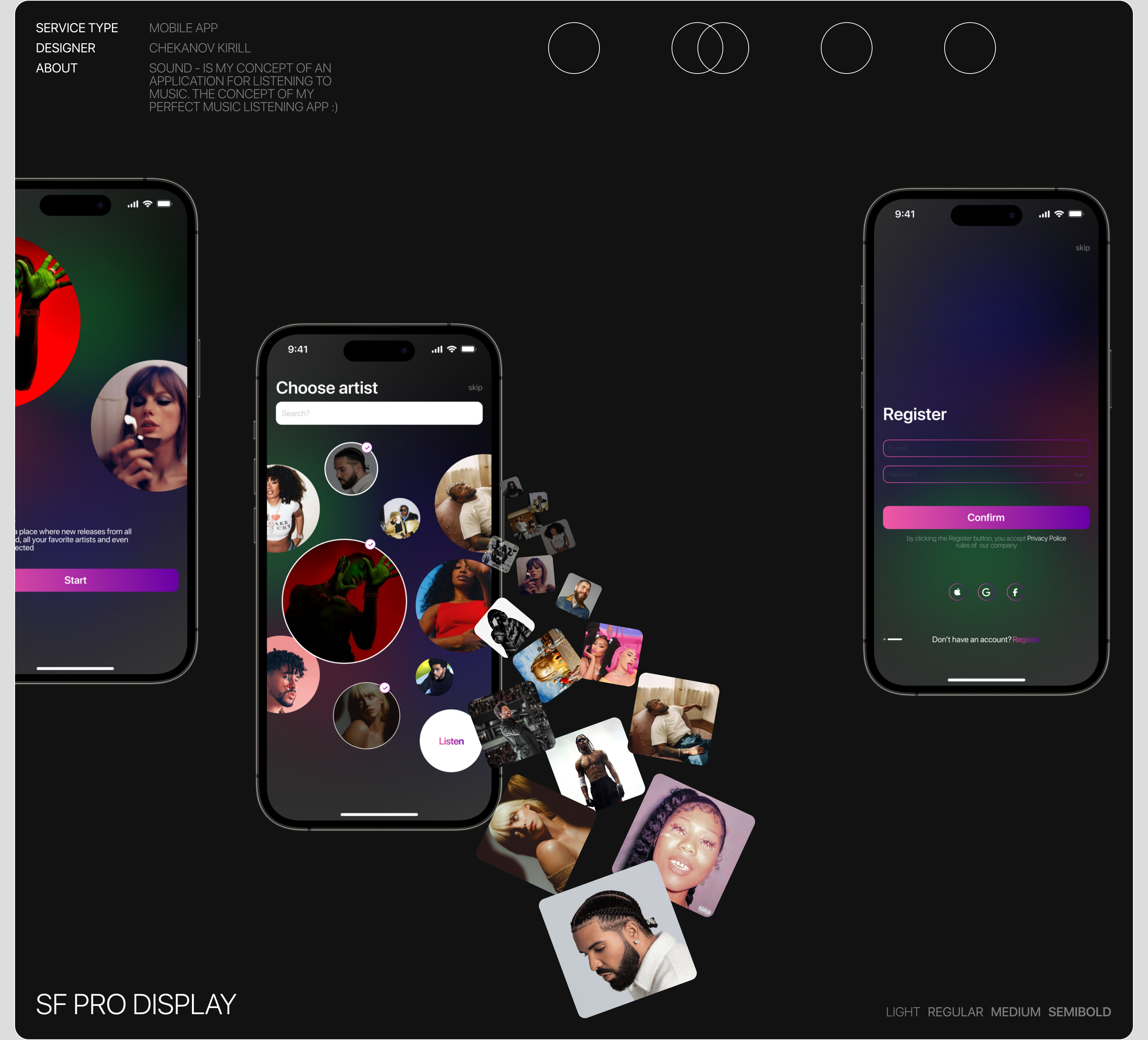 SOUND - Music Mobile App — Изображение №2 — Интерфейсы, Брендинг на Dprofile