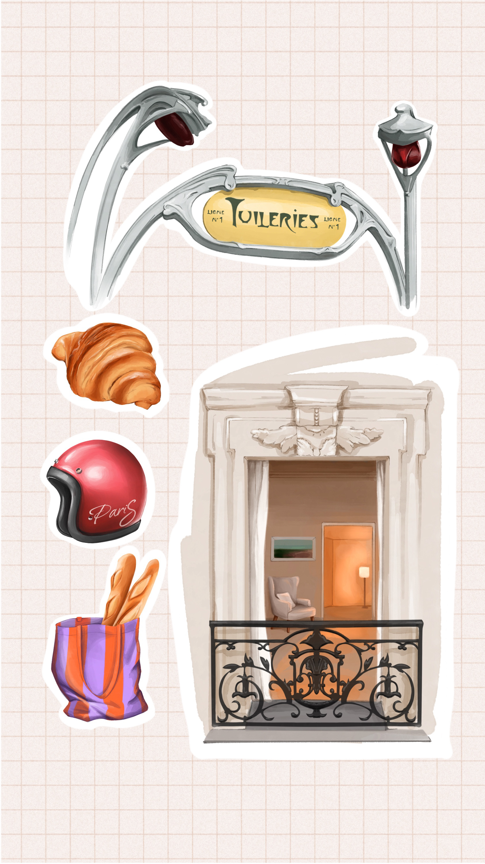 Стикеры Paris 🥐 для бренда украшений AVENUE — Изображение №4 — Иллюстрация на Dprofile