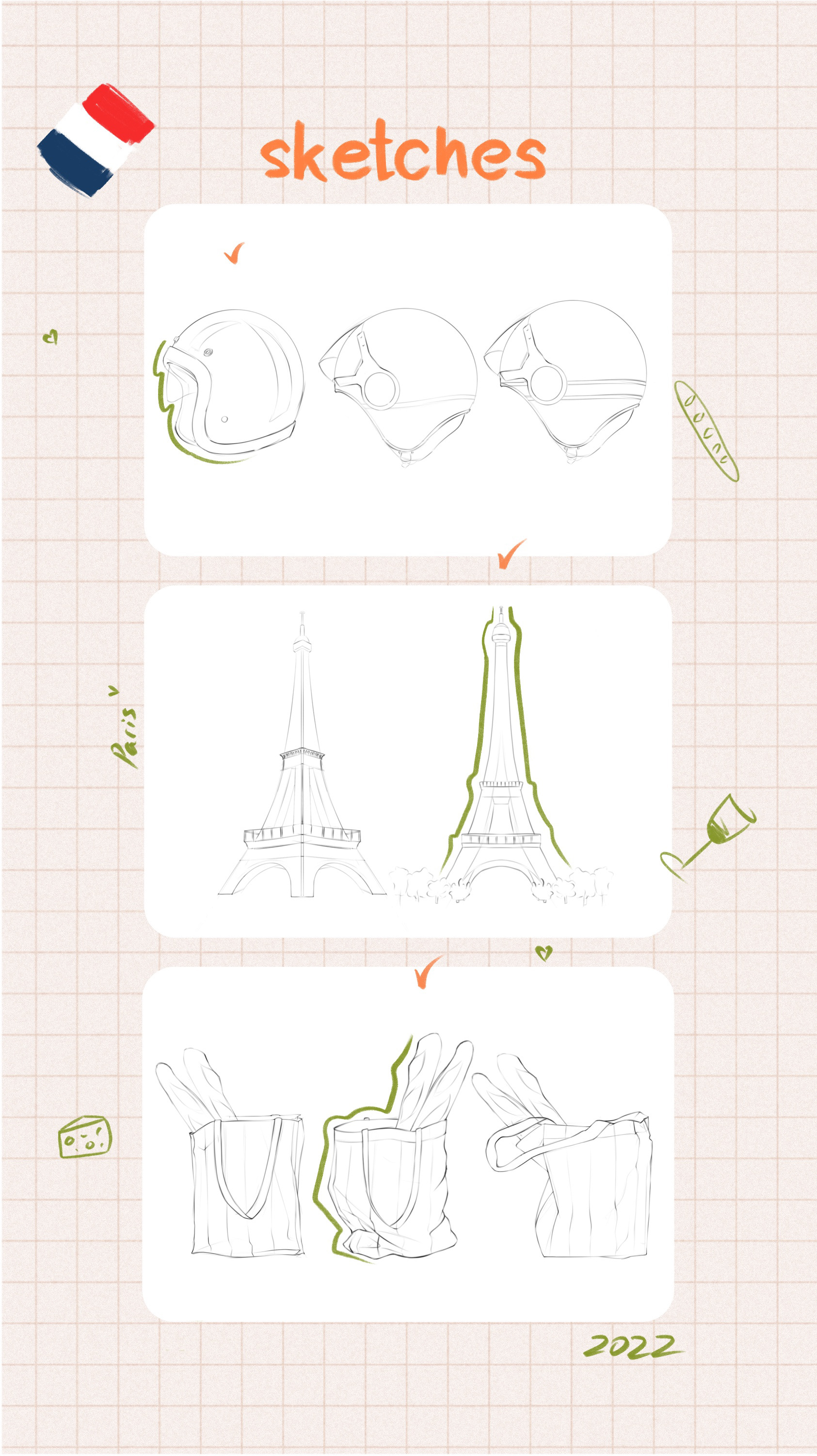 Стикеры Paris 🥐 для бренда украшений AVENUE — Изображение №2 — Иллюстрация на Dprofile