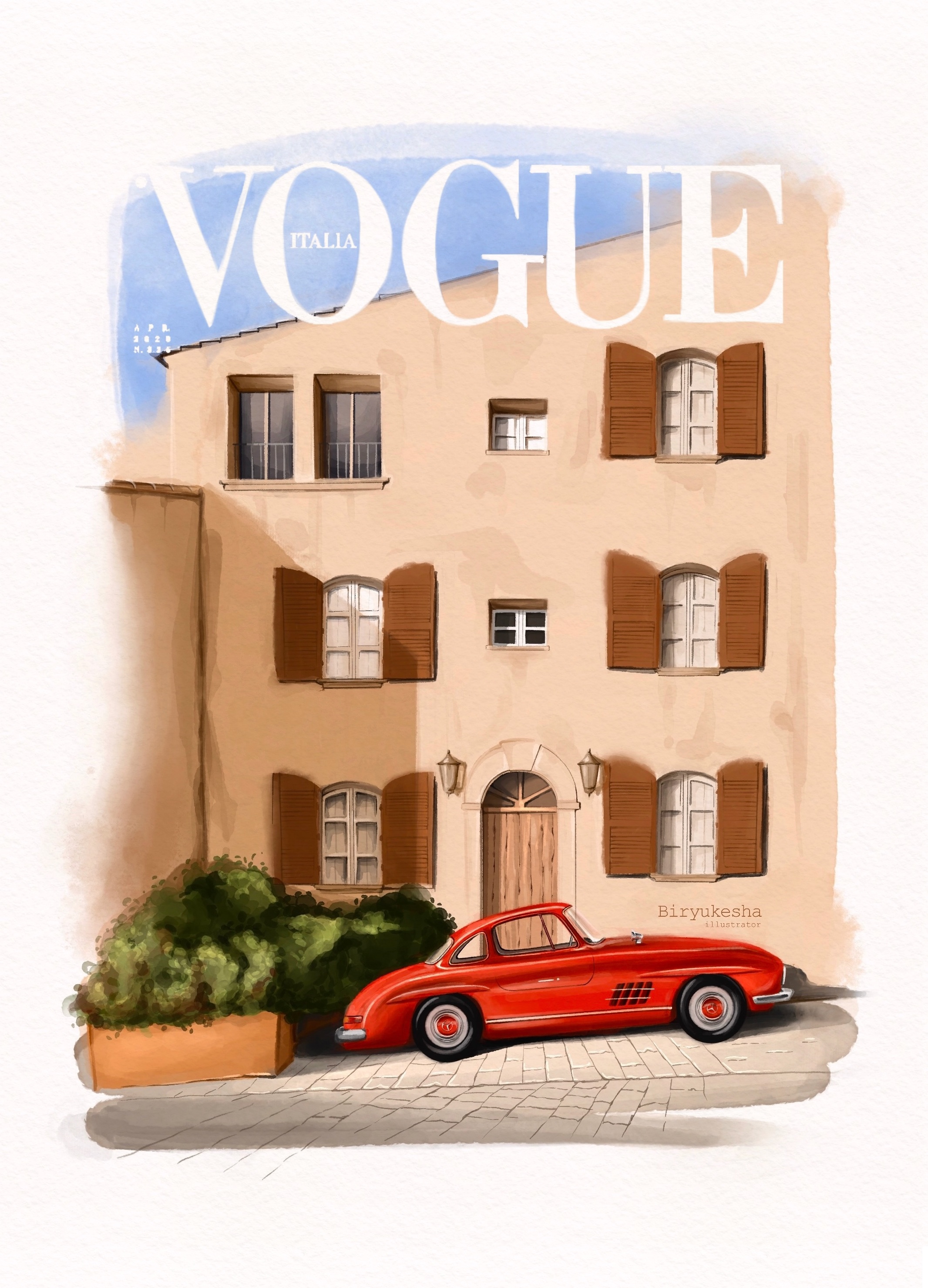 Mercedes-Benz 300 SL in Italy 🇮🇹 — Изображение №1 — Иллюстрация, Графика на Dprofile