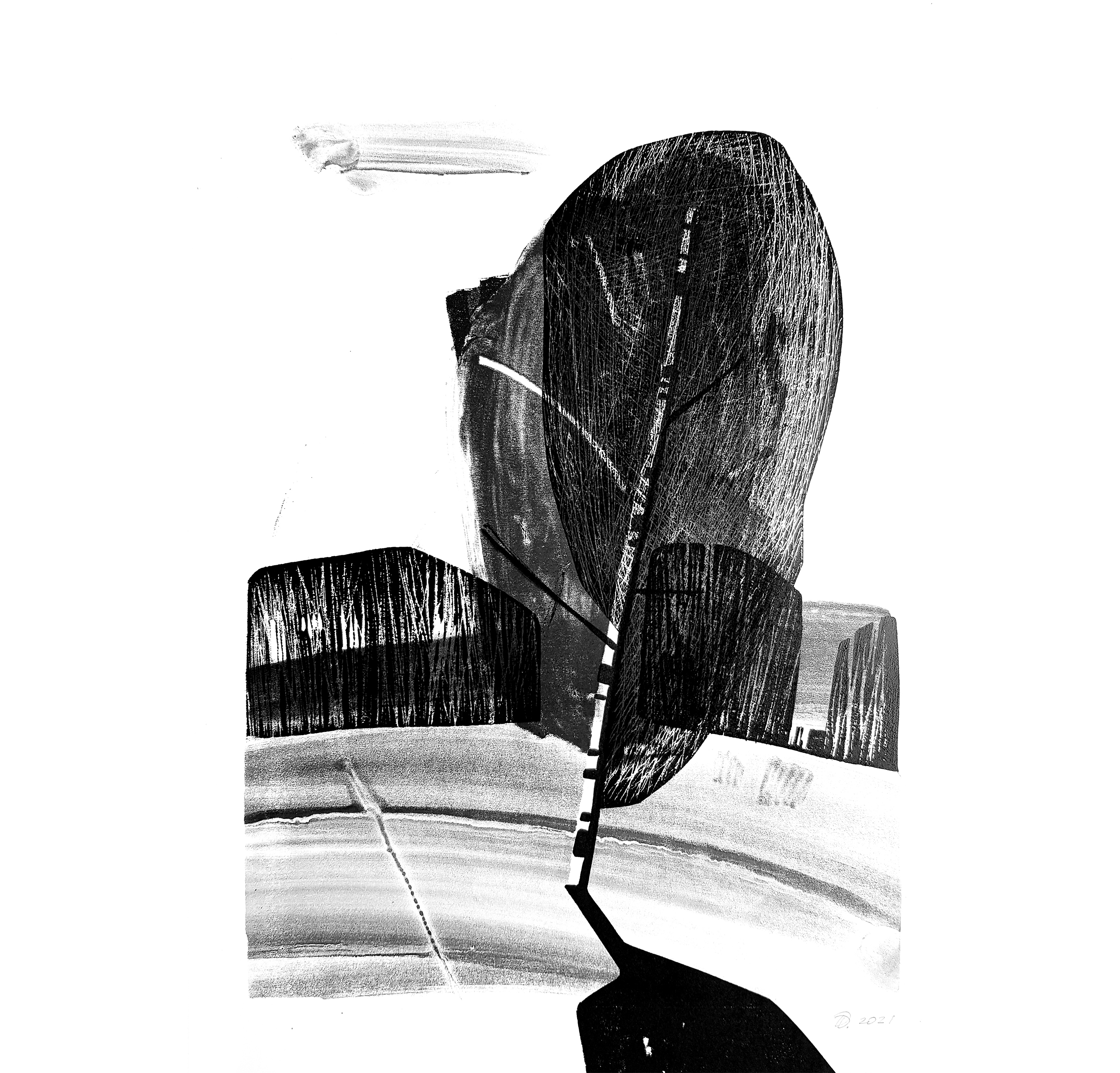Birch and cloud/monotype — Изображение №1 — Иллюстрация, Графика на Dprofile