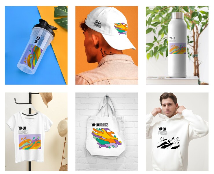 Мерч для YO-LO DRINKS — Брендинг, Иллюстрация на Dprofile
