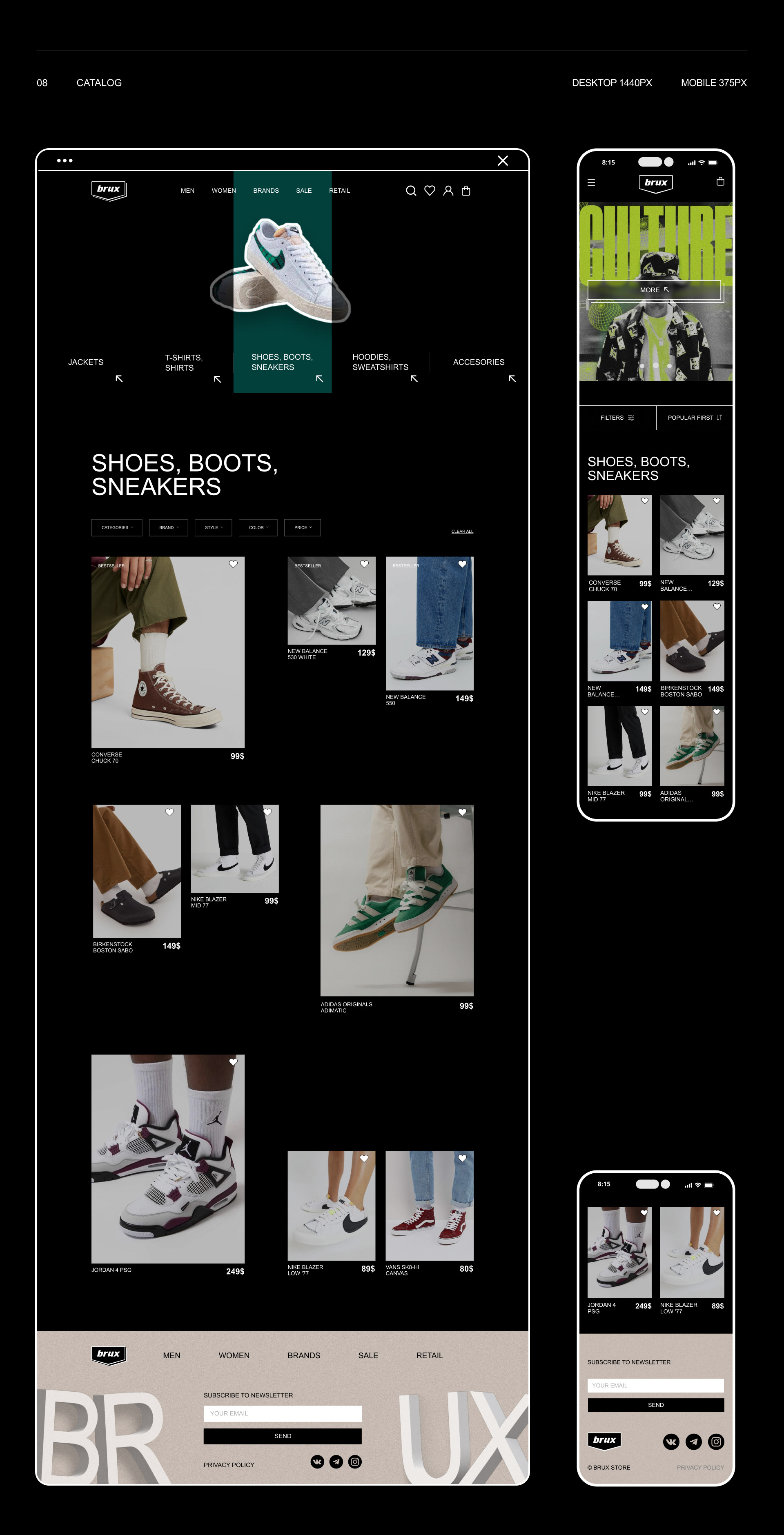 BRUX STORE│ONLINE STORE│DESIGN CONCEPT — Изображение №7 — Интерфейсы, Иллюстрация на Dprofile